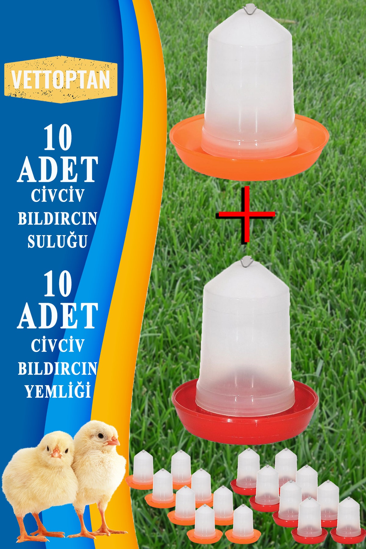 vettoptan Suluk Ve Yemlik Takım 750 Ml 10 Adet Civciv Güvercin Yavru Buyutme Şebap Filo Güvercini Yavru Kuş Ho