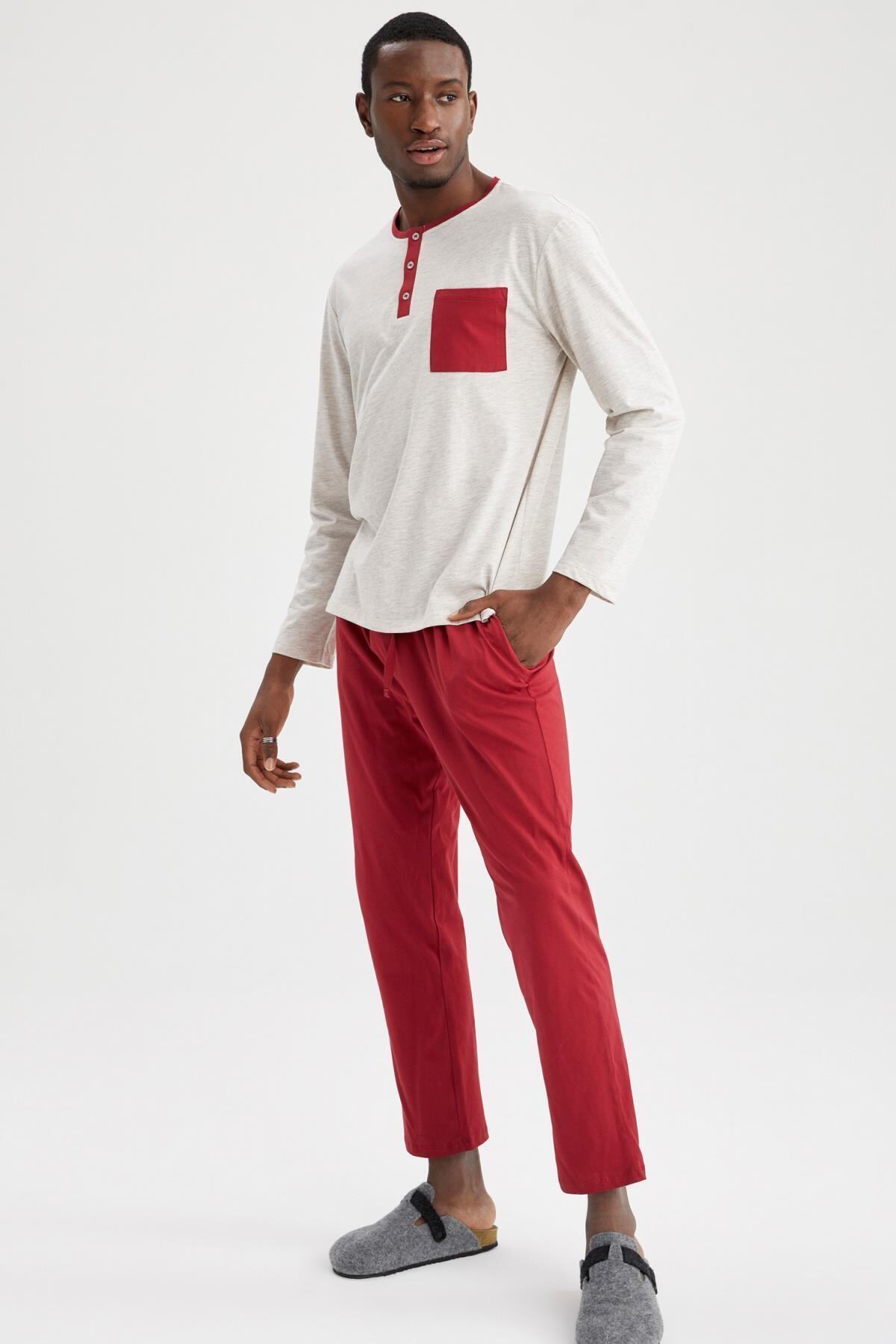 DeFacto Regular Fit Düğmeli Bisiklet Yaka Pijama Takımı