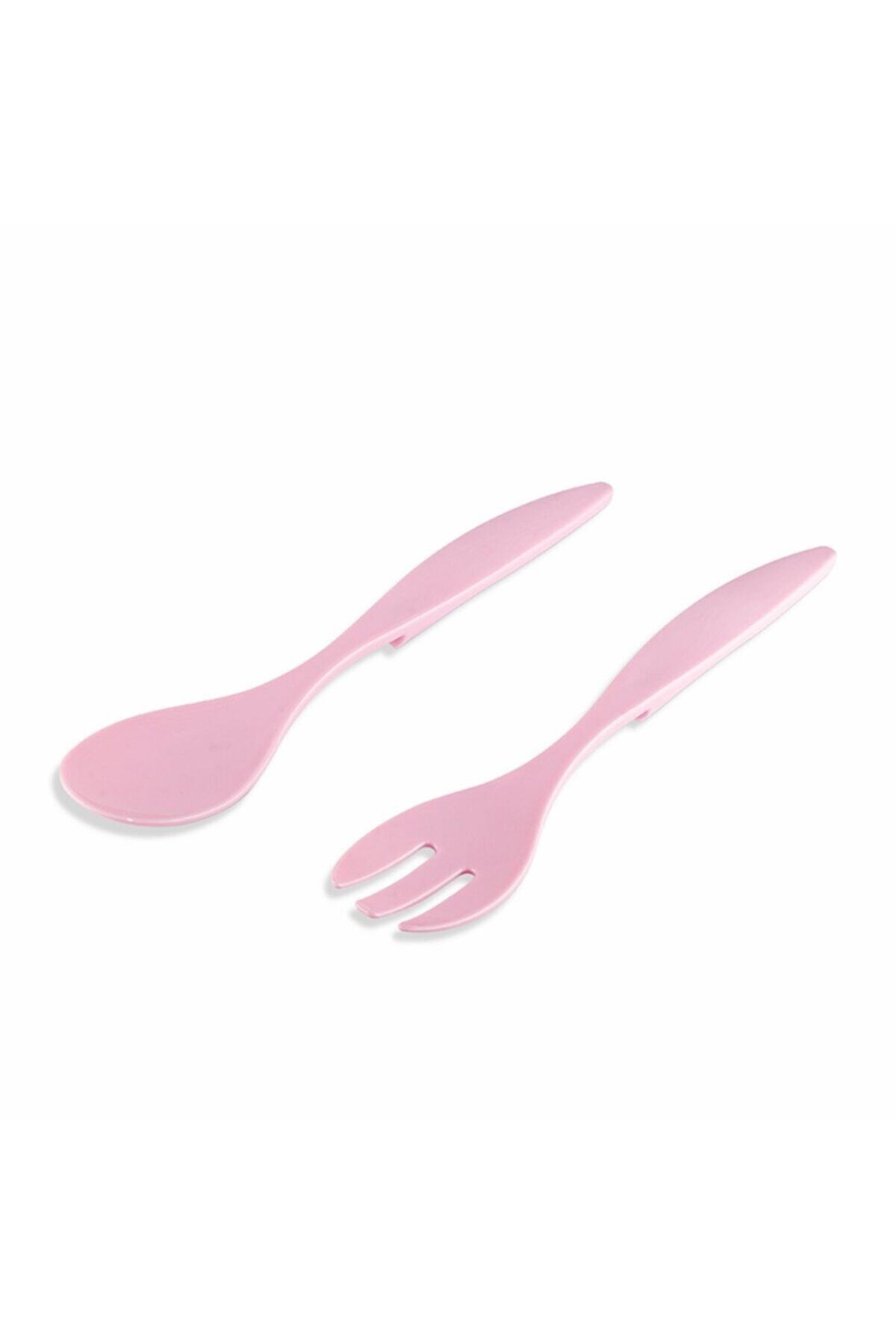 EW's Kitchenware Akrilik 2'li Soft Pembe Çatal Kaşık Seti