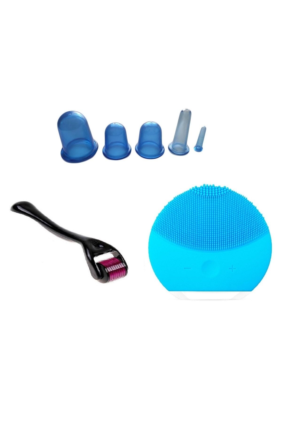 Nordmende Silikon Hacamat Kupası 1 Adet Yüz Masaj Alet 1 Adet Derma Roller Hediye