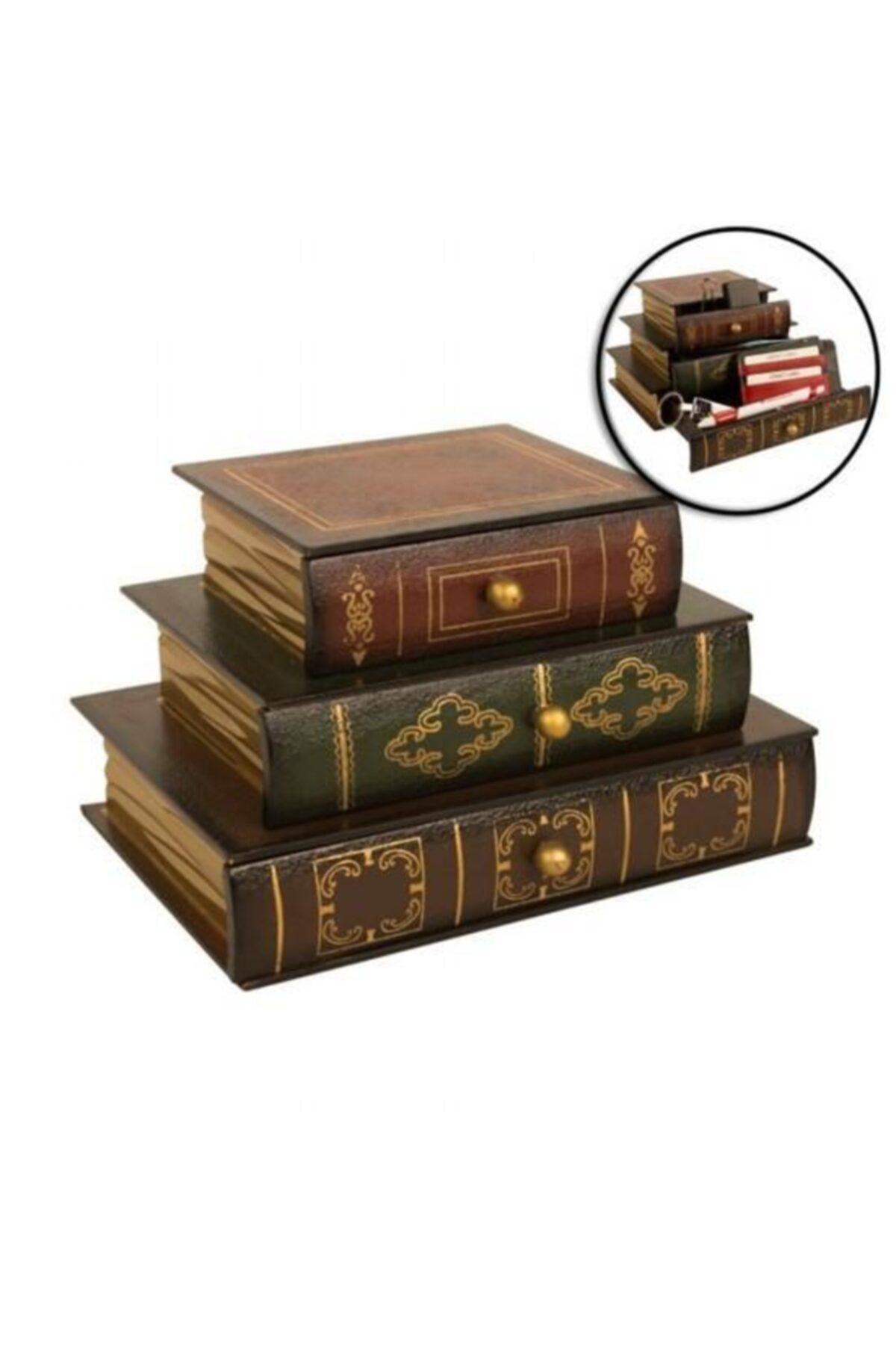 sinerjishop Kitap Tasarimli Çekmeceli Taki Kutusu Dekoratif Hediyelik