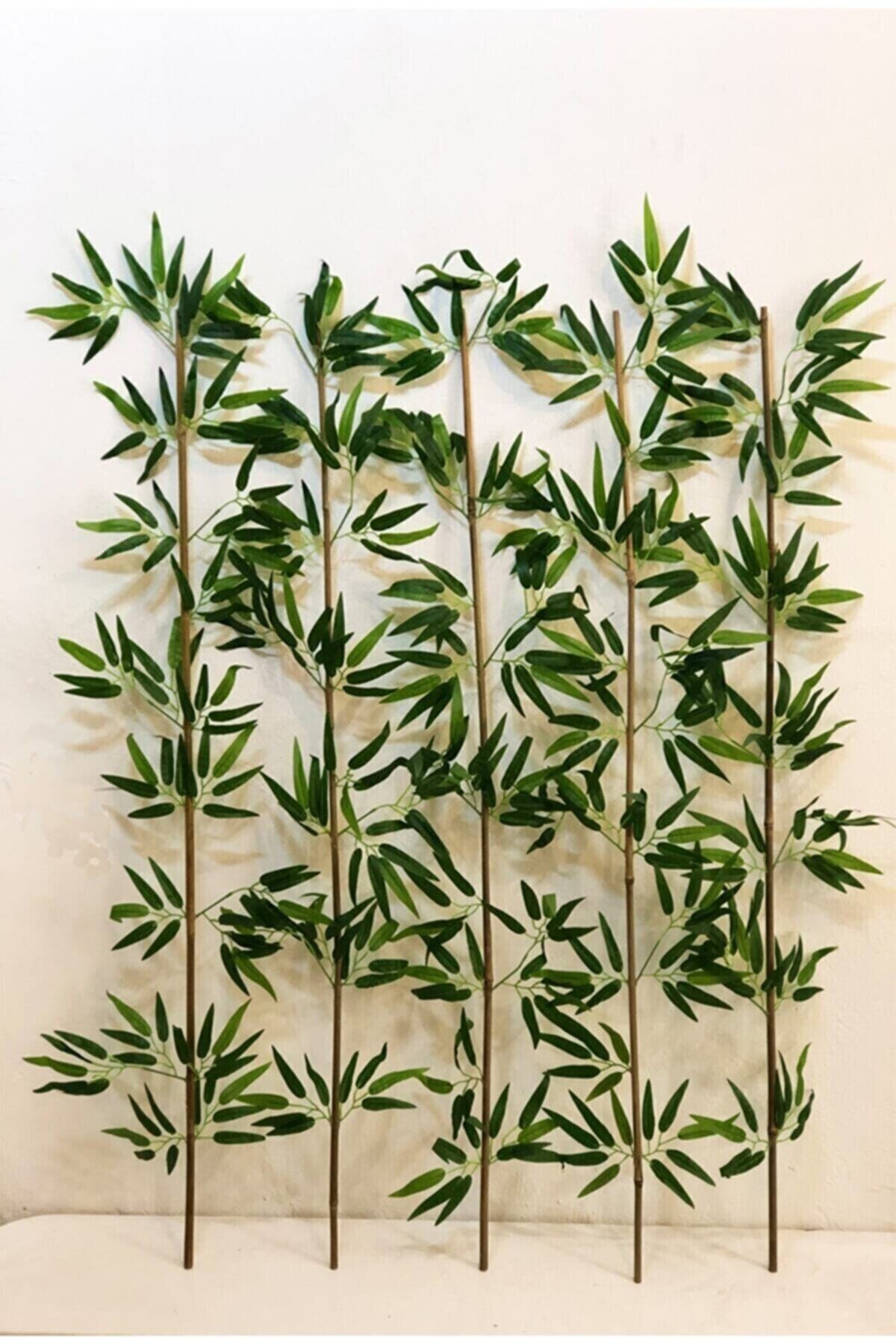 EkaFlower Yapay Yapraklı Dekoratif Bambu Çubuğu 150 Cm X 5 Adet