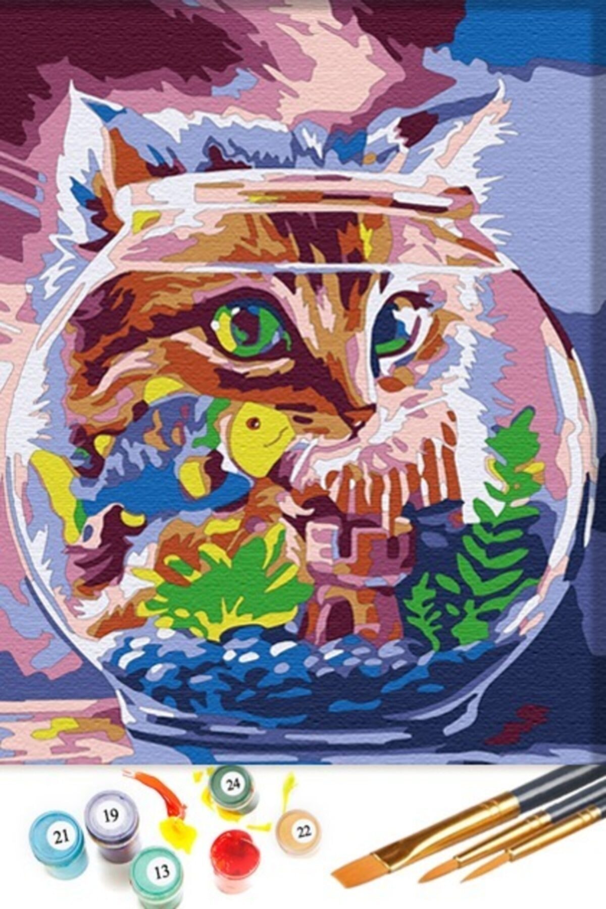 Tabdiko Sayılarla Boyama Hobi Seti 40x50 cm Kedilerin Dünyası Kanvas Tablo Hbb2064