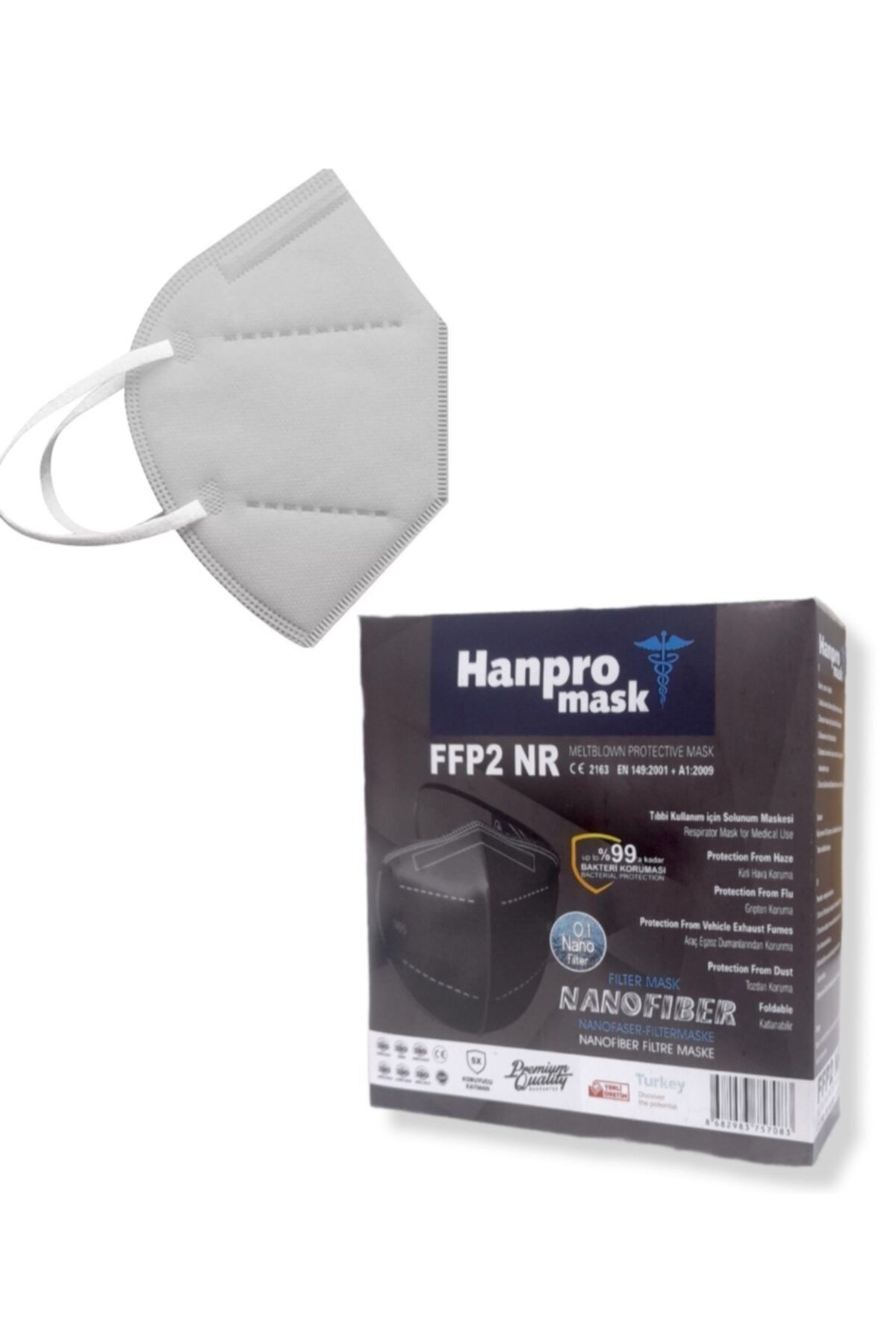 hanpromask Gri Renk Ffp2 40 Adet Premium Maske