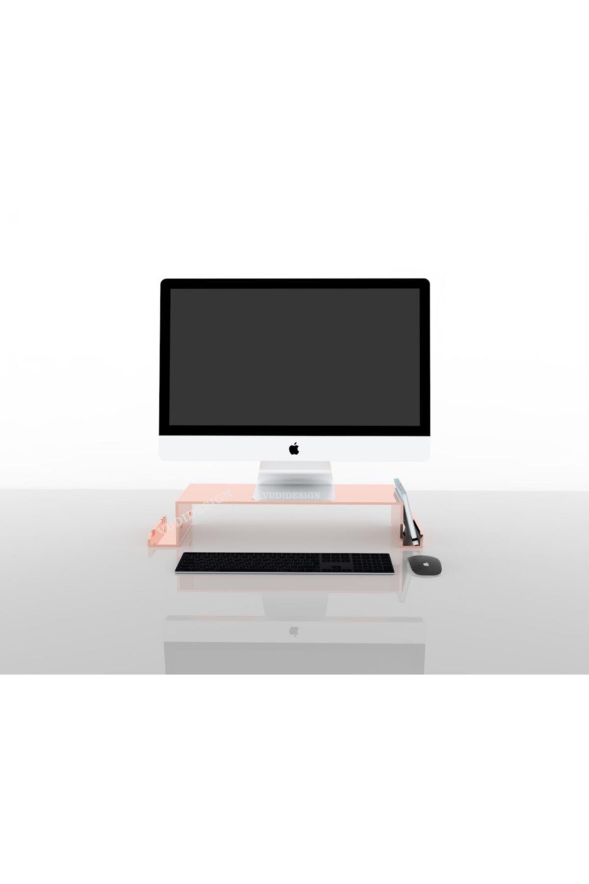 Vudi Design Metal Macbook I-mac Ipad Windows Ekran Monitör Yükselticisi Stand Rose Kaplama