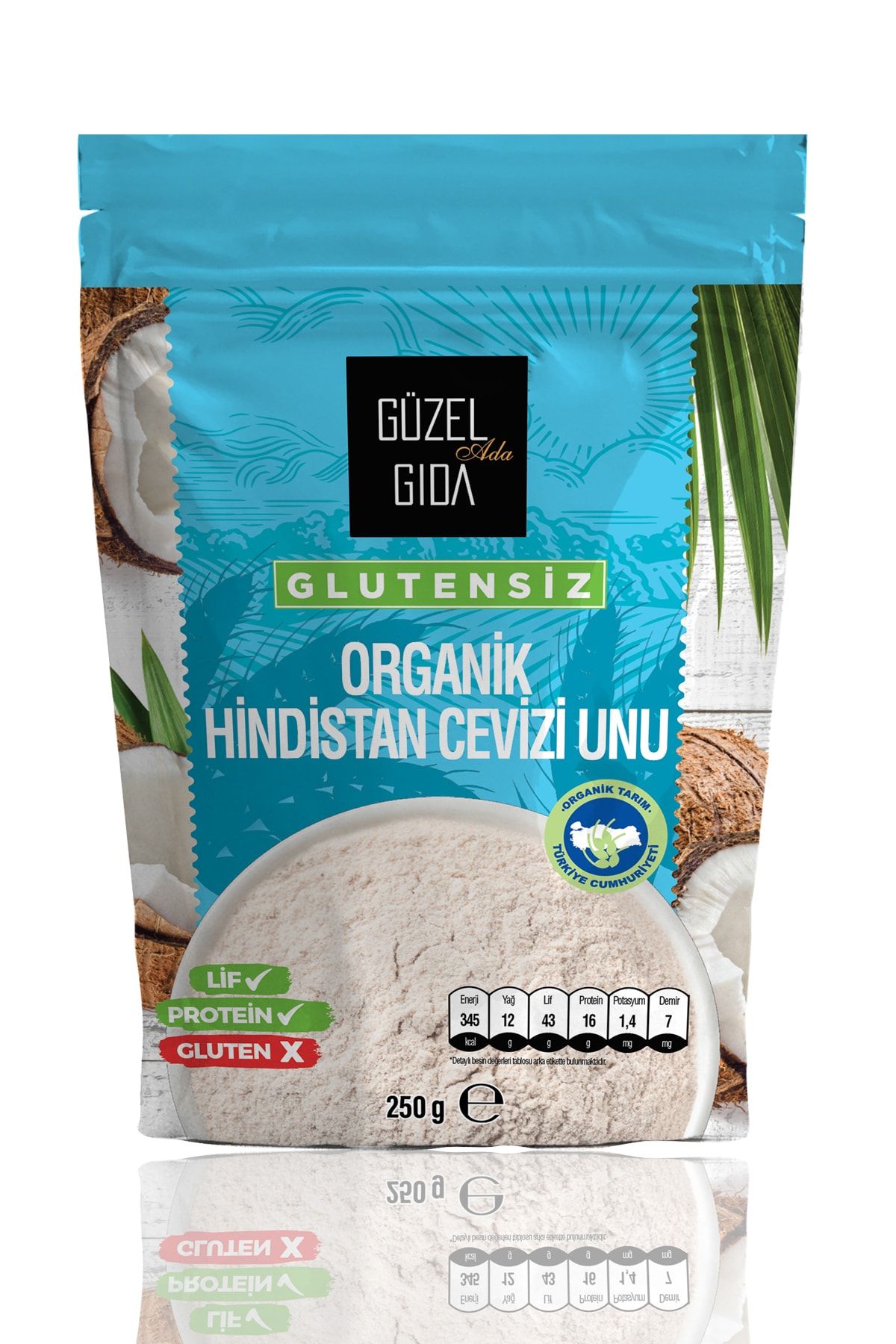 Güzel Ada Gıda Glutensiz Organik Hindistan Cevizi Unu 250 Gr