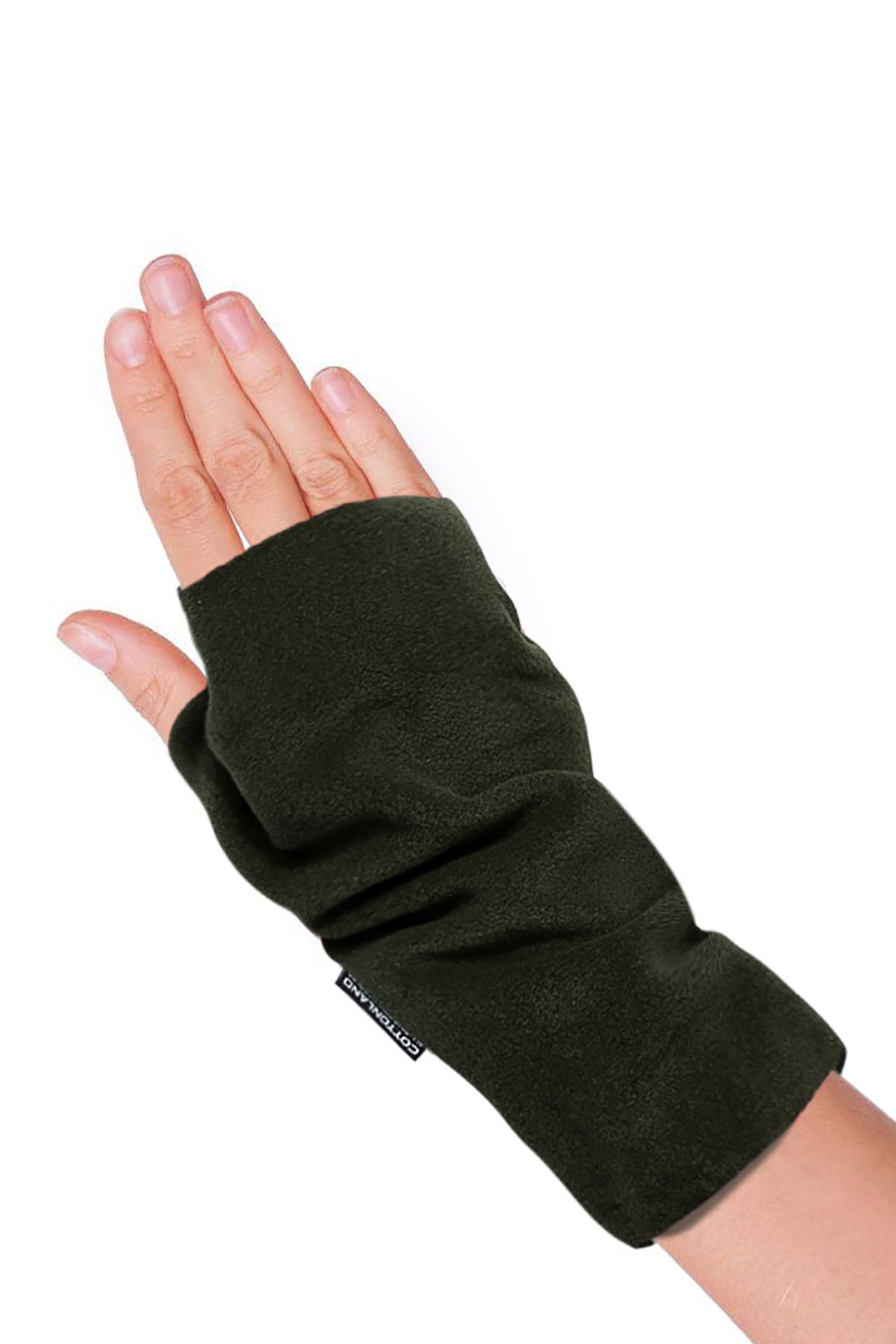 Cottonland Unisex Wrıstıe Parmaksız Polar Eldiven Haki Yeşil