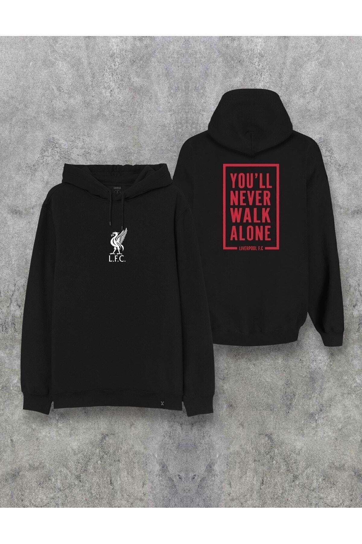 Kokina Liverpool Never Walk Alone Ön Arka Baskılı Kapüşonlu Tasarım Hoodie