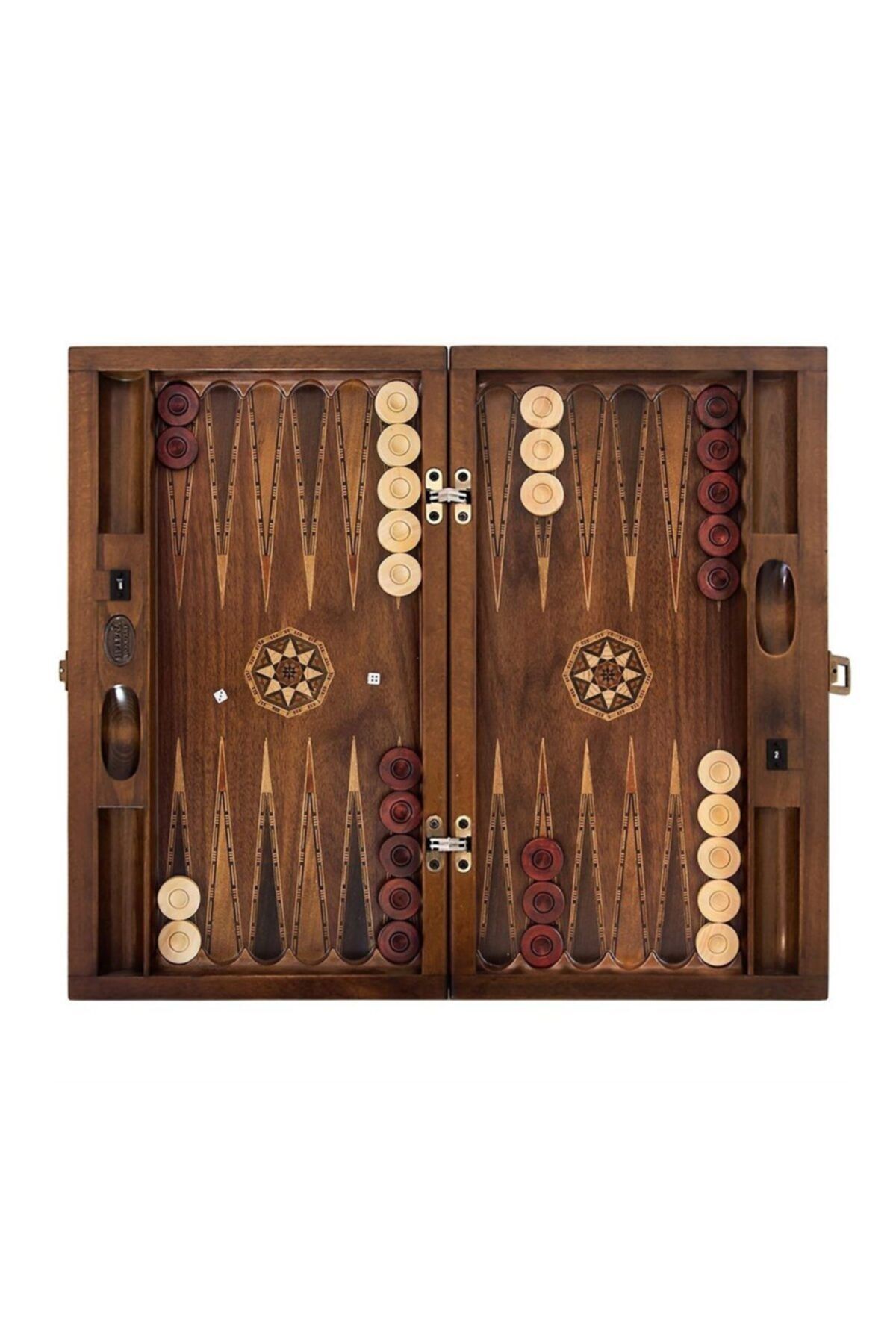 Helena Wood Art Genius El Oyması Ahşap Tavla Seti Ceviz