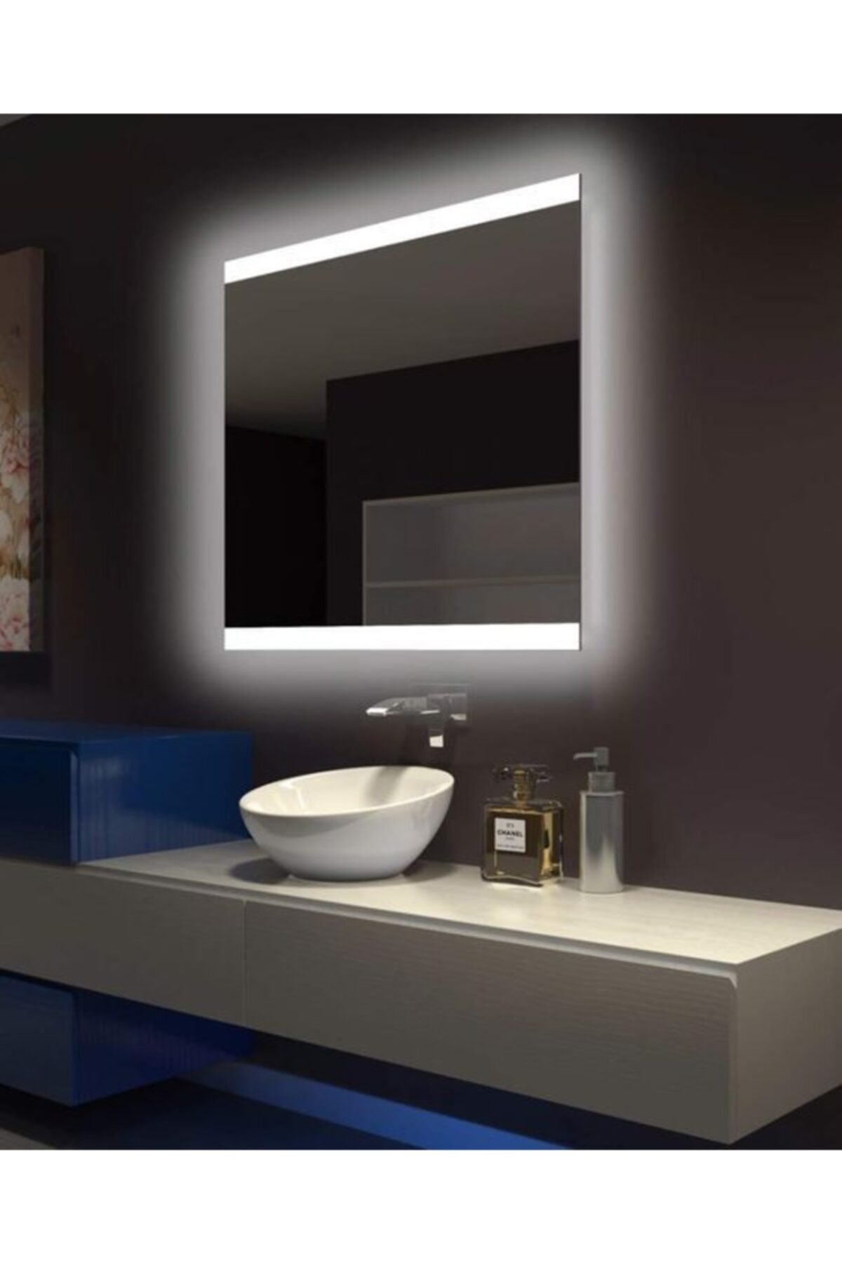 Aypars Atlye Banyo,lavabo Aynası 50x50 Cm Dokunmatik Ledli 4 Mm Flotal Ayna