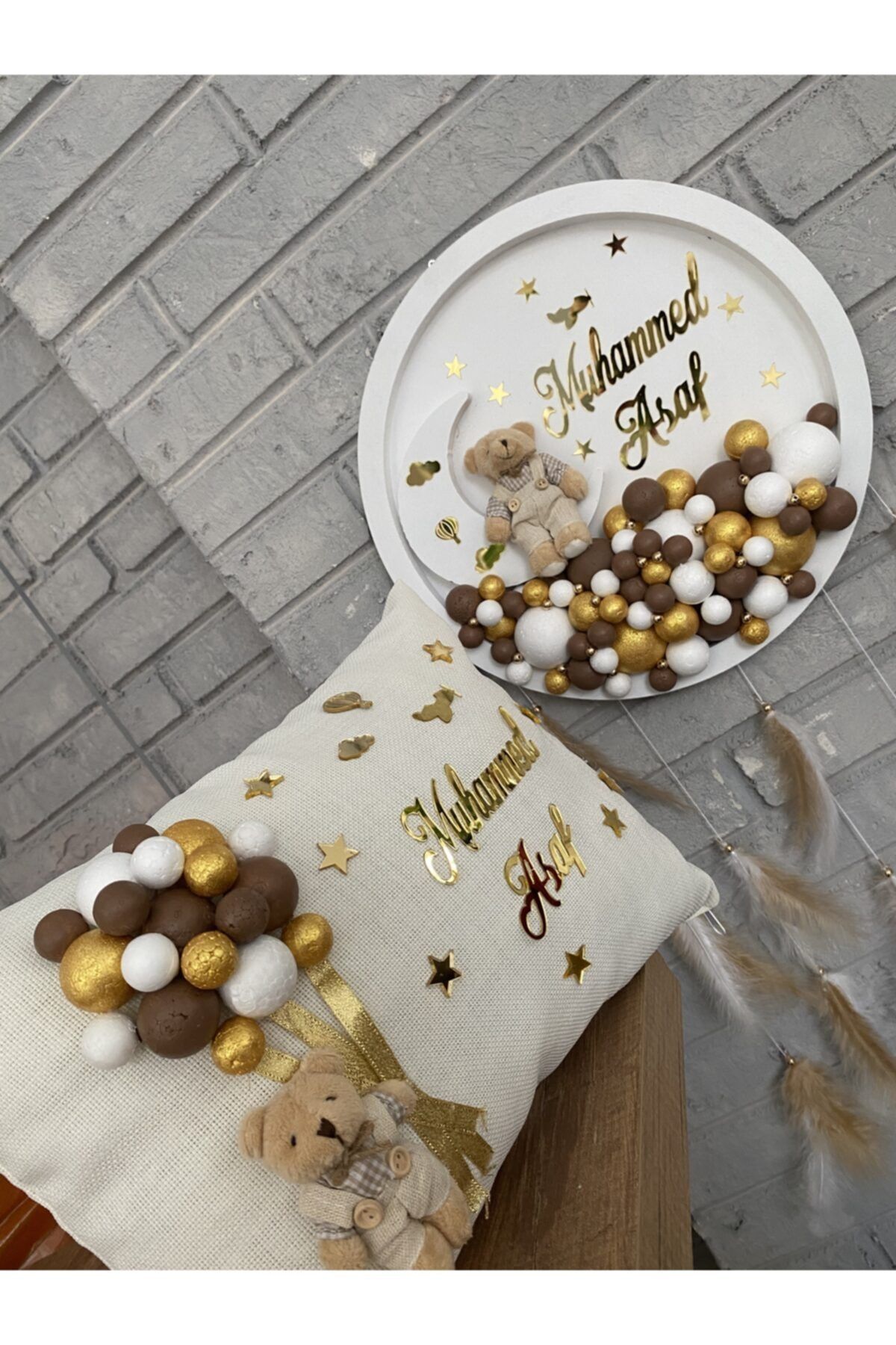NeşeliAtölyem Yuvarlak Bubble Kapı Süsü + Yastık