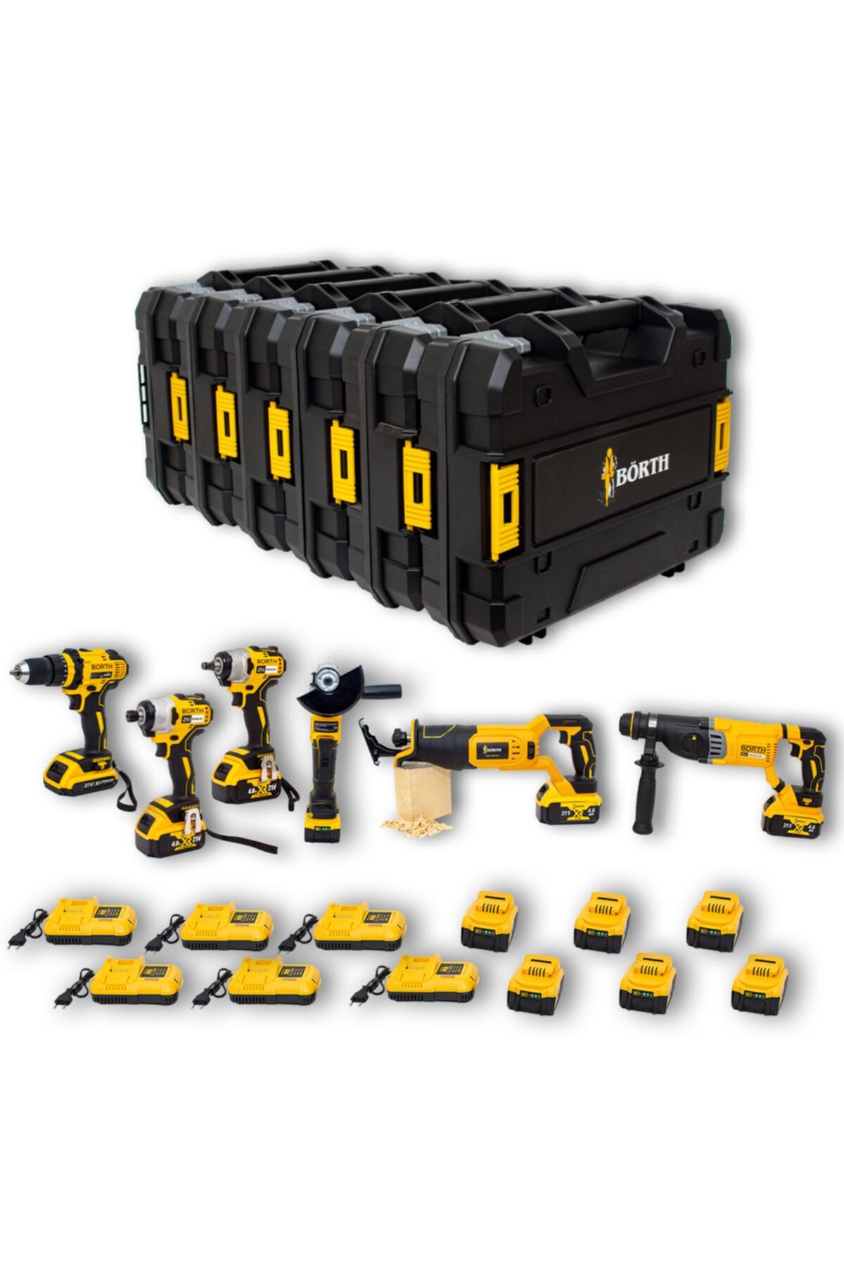BÖRTH 6-lı Set Şarjl Hilti & Taşlama& Somun Sıkma& Torklu Vidalama& Darbeli Matkap& Tilki Kuyruğu
