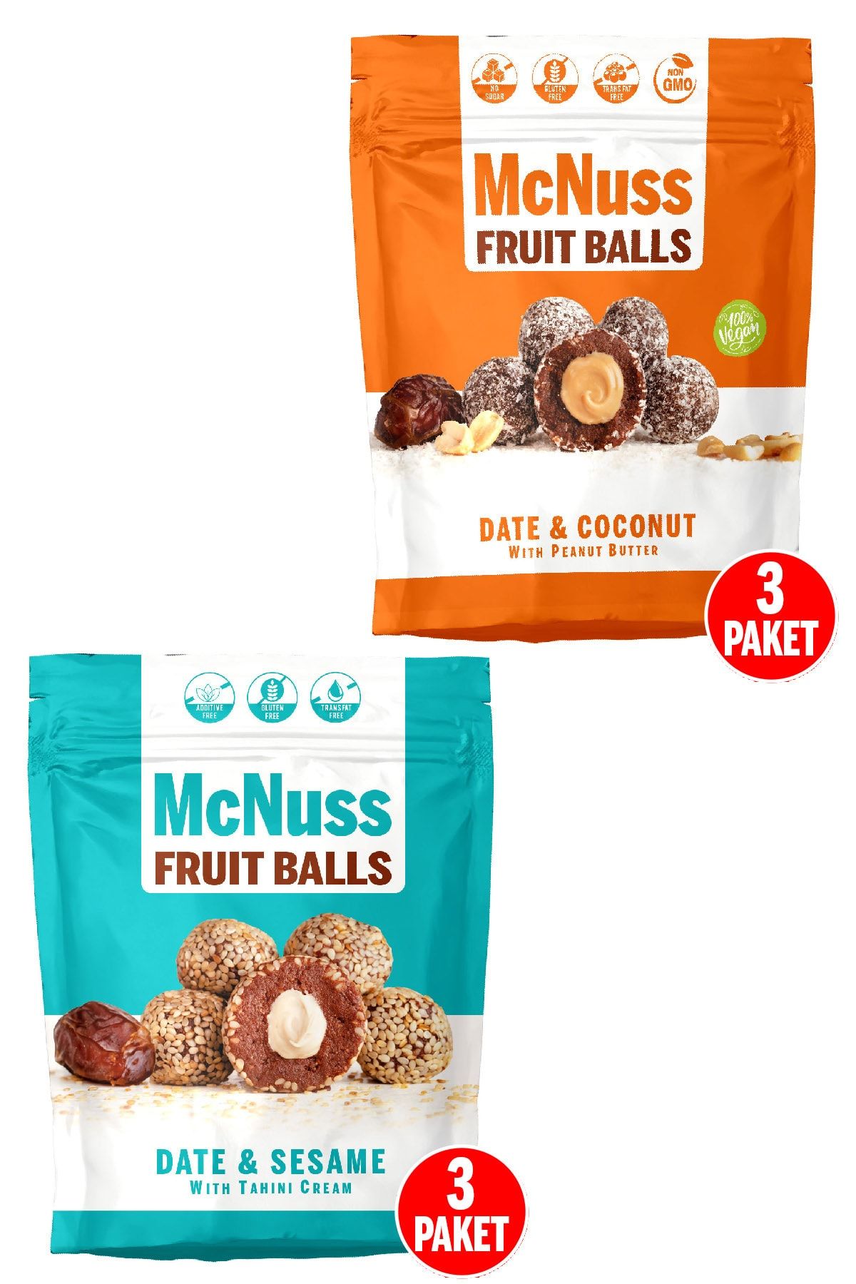Mcnuss Içi Dolgulu Fıstık Ezmesi Dolgulu Ve Susam Kaplı Hurma Topları Deneme Paketi 80 gr x 6 Paket