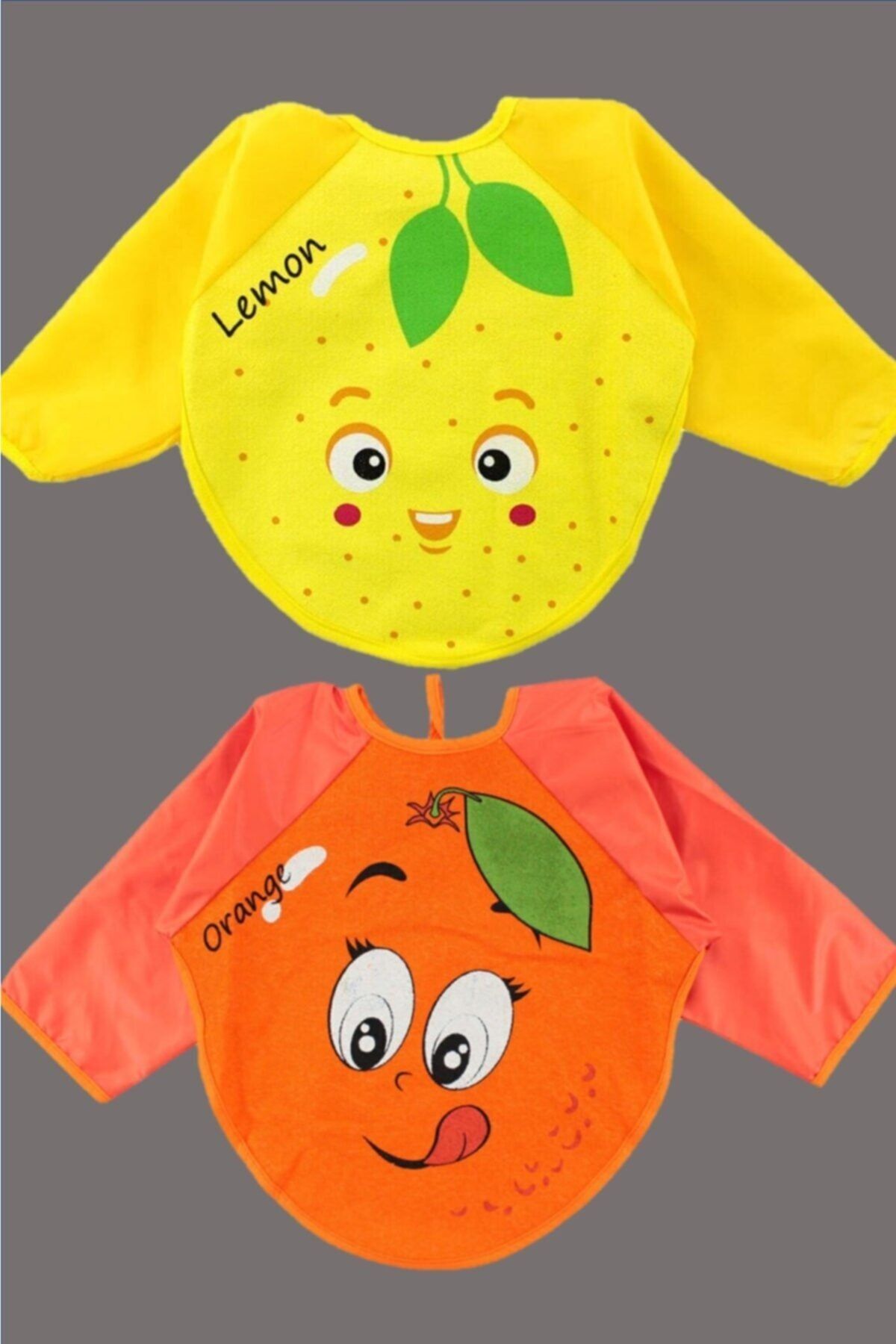 dubi baby 2 Adet Mevye Portakal Limon Desen Mama Önlüğü 6-24 Ay