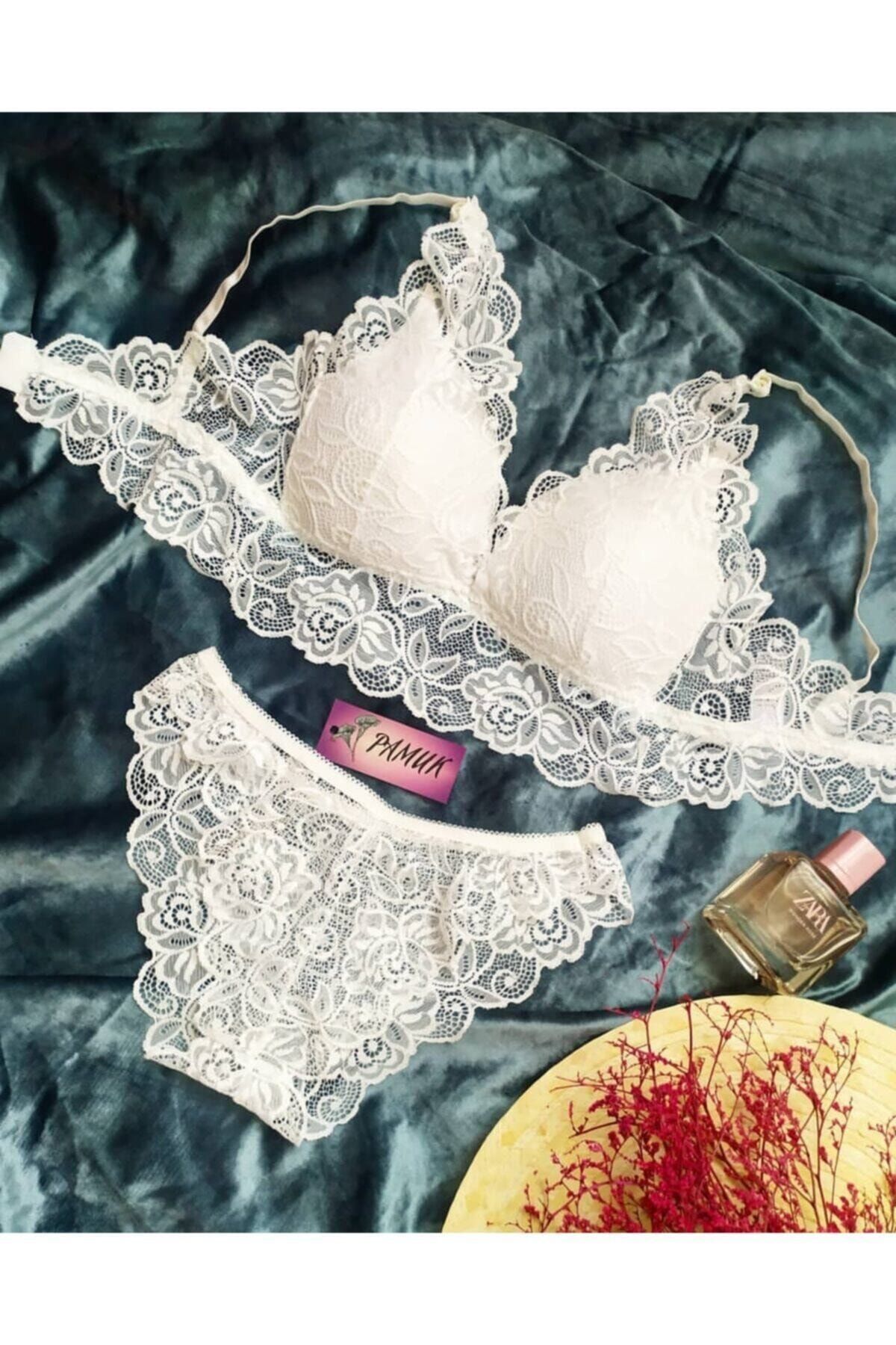 Asel Pamuk Dantel Detaylı Bralet Takım