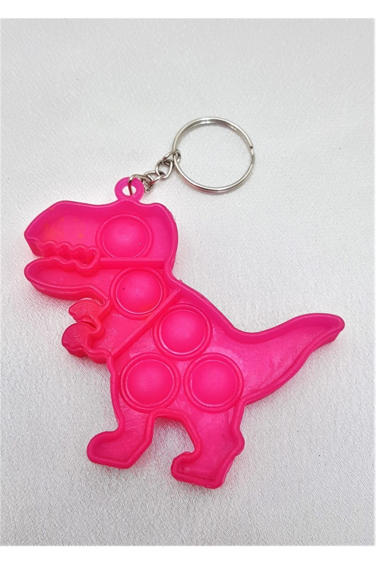 TÜKKAN ACCESSORİES Pop It Bubble Fidget Pop It Duyusal Stres Oyunu Dinazor Pembe Anahtarlık