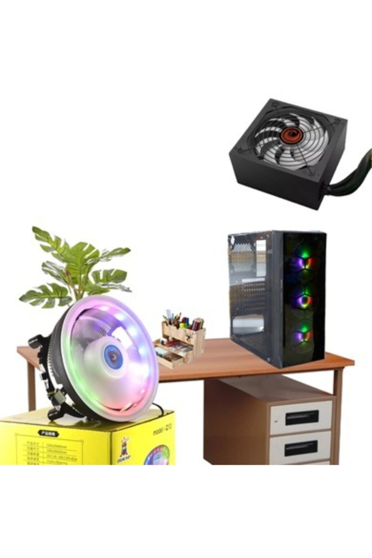 LokiTech Cam Kapaklı Rgb Işıklı Siyah 3 Fanlı Gamer Pc Kasası Gaming Oyuncu Işlemci Fanı