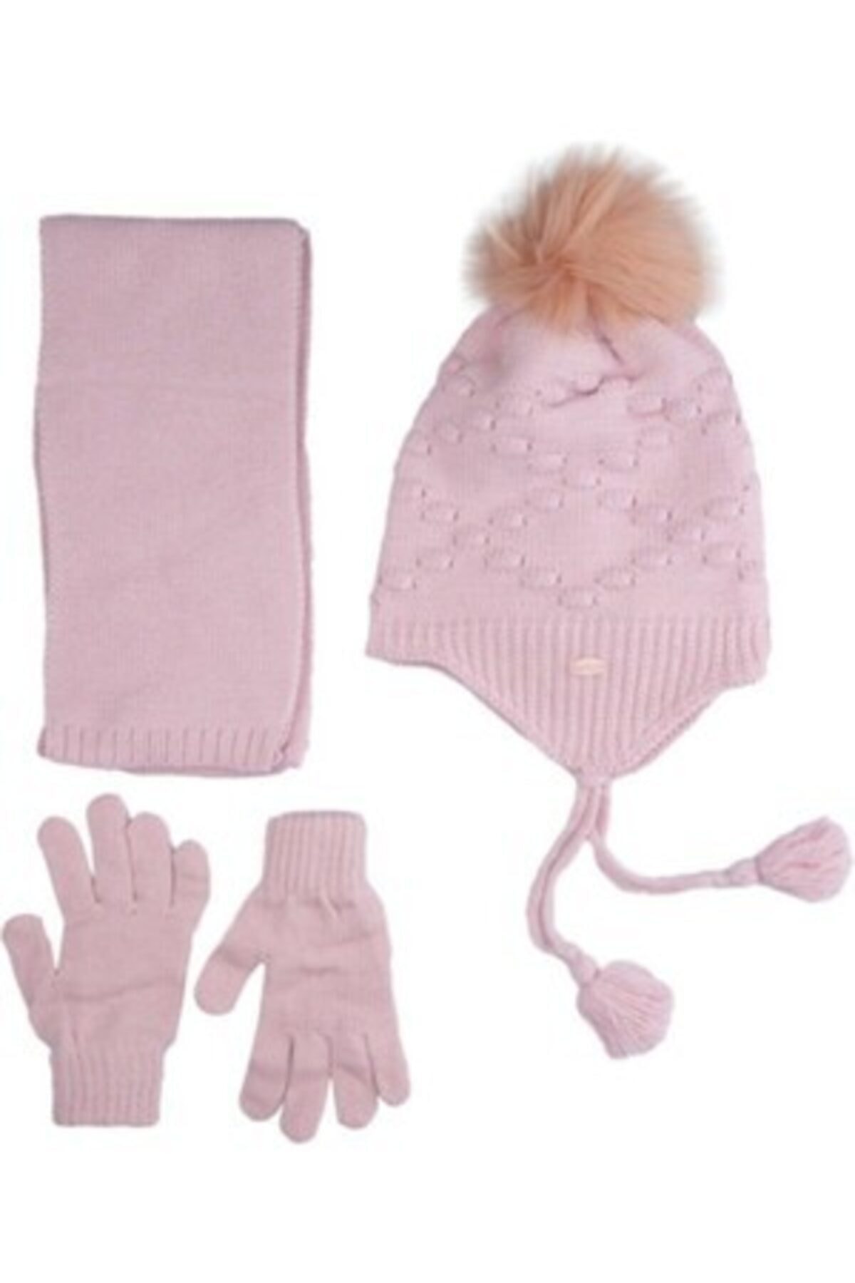 Kitti Kız Çocuk Atkı Bere Eldiven Takımı 3-8 Yaş