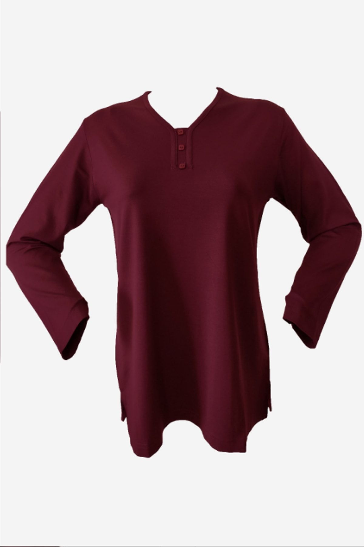 Rüya Kadın Bordo Penye Bluz