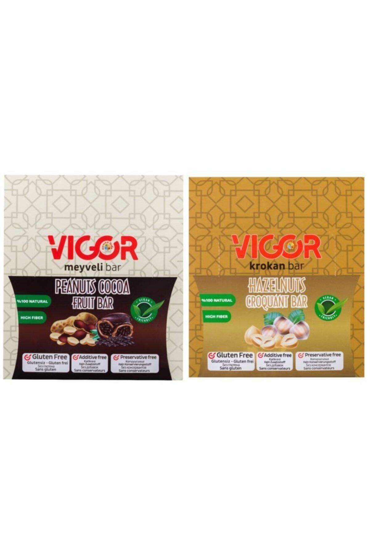 Vigor Lezzet Ikilisi Kakaolu Meyveli Bar - Fındık Krokan Bar 16*2 Adet