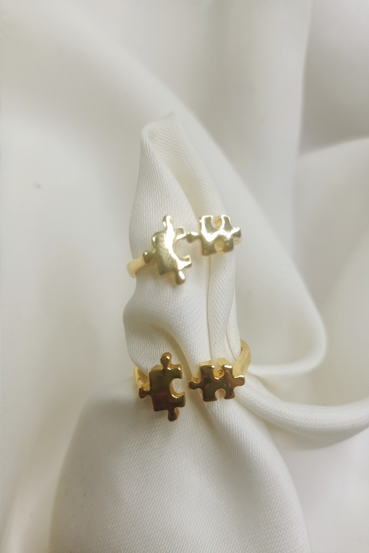 SkyYouAccessories My Frıend Yapboz Parçası Yüzük Gold