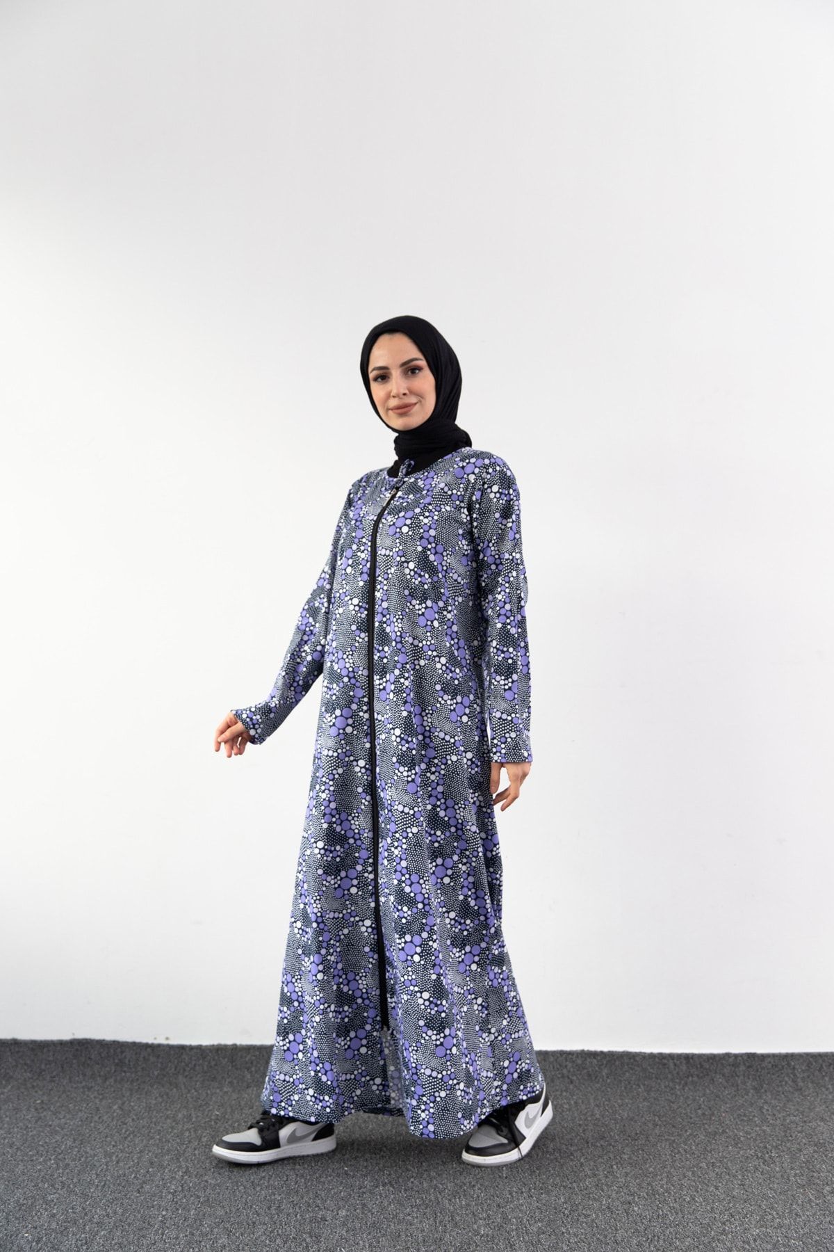 Kutay Collection Fermuarlı Desenli Namaz Elbisesi Sabahlık