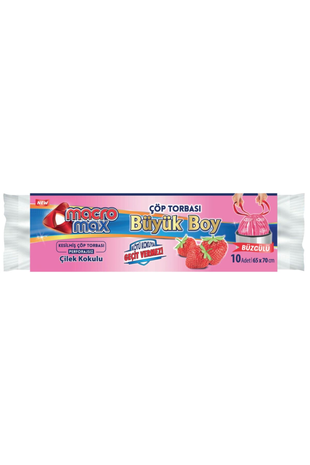 MACROMAX Büzgülü Çöp Poşeti Büyük Boy-çilek Kokulu- 65cm*80cm