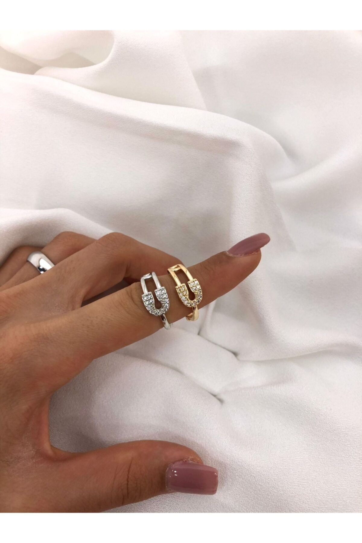 bestaccessoriess Gold Çengel İğne Ayarlanabilir Yüzük
