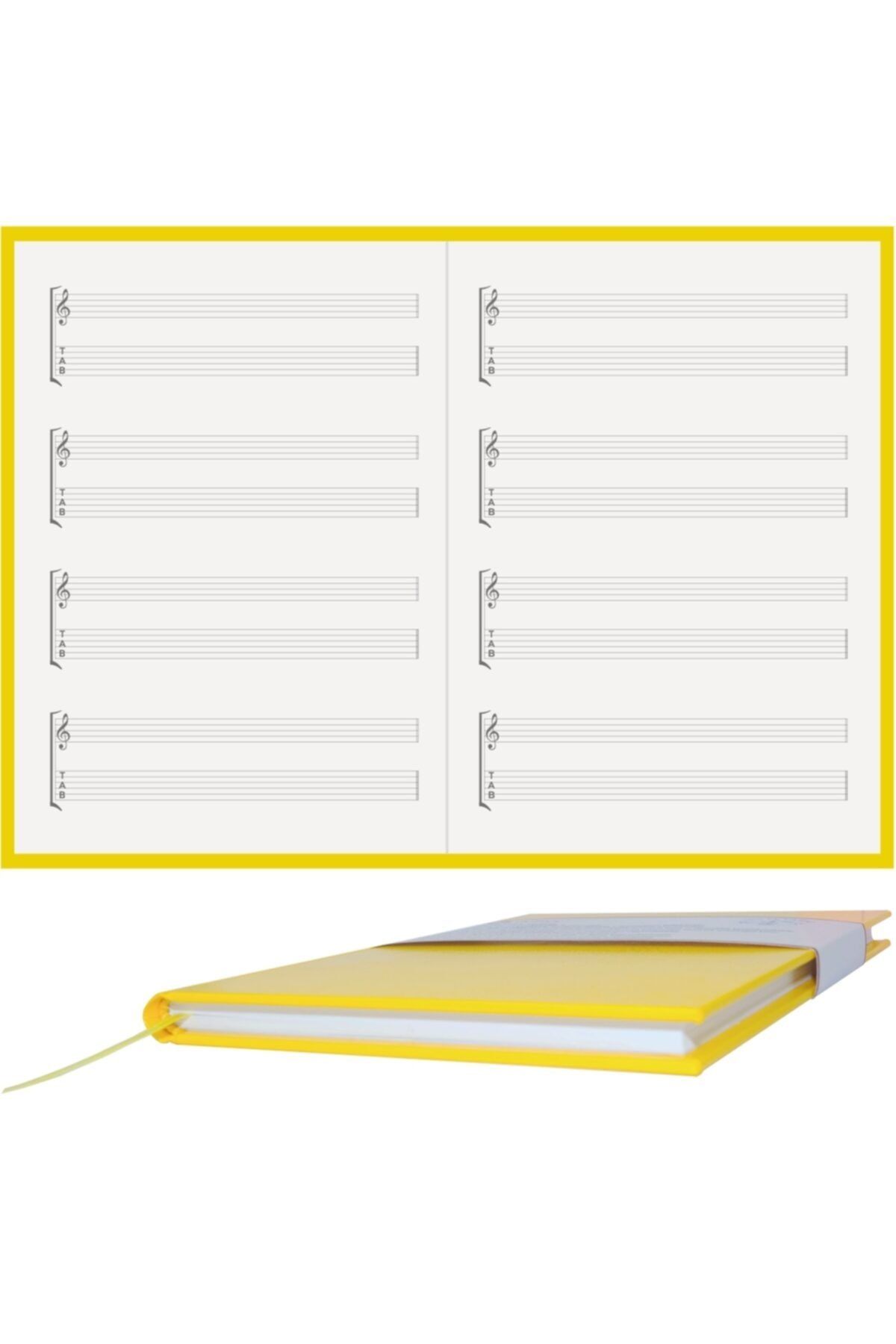 BİDEFTER Gitar Müzik Nota Defteri Sol ve Tab Anahtarlı 1. Sınıf Gerçek Cilt Bezi El Yapımı El Dikişi