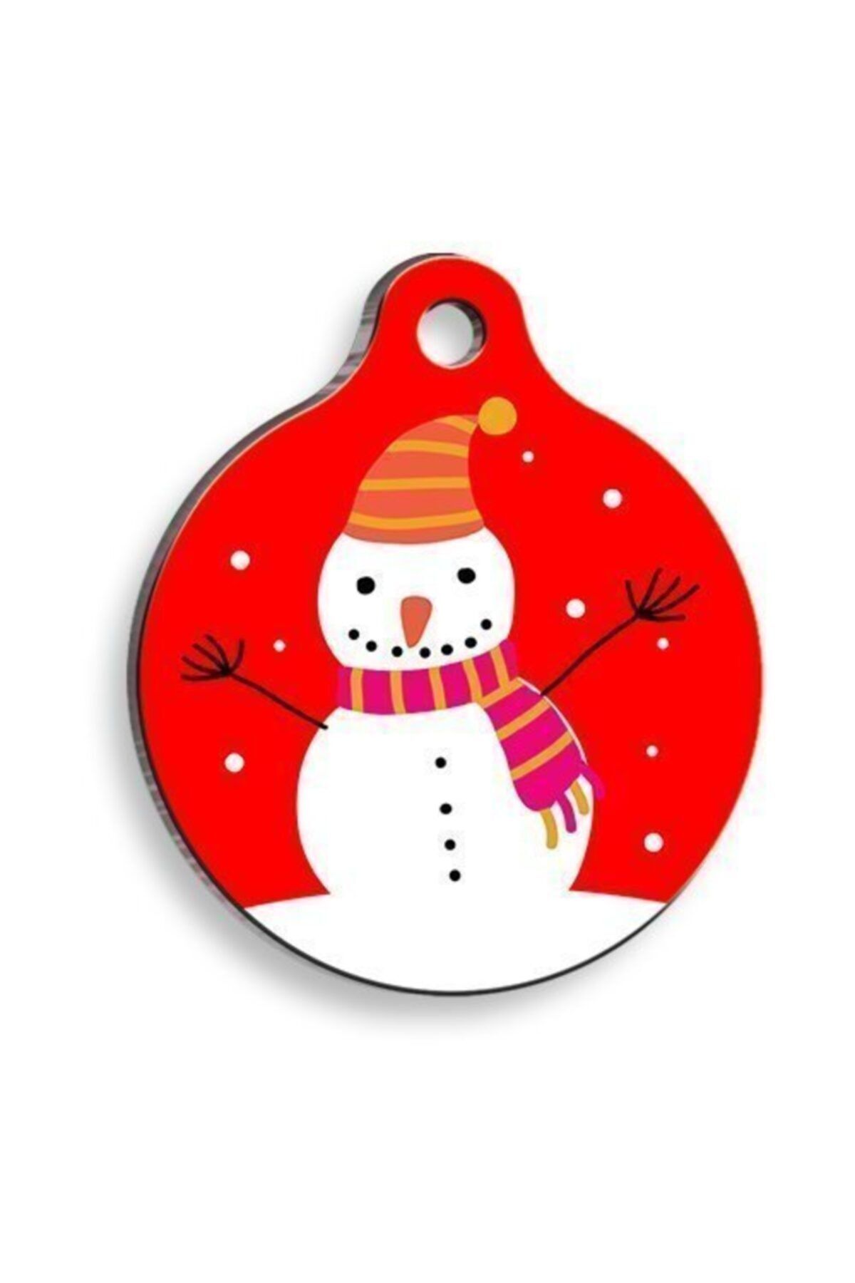 HN TEKSTİL Christmas Serisi Snowman Yuvarlak Kedi Ve Köpek Künyesi