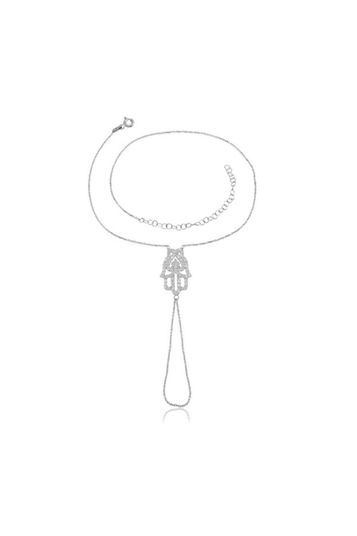 Coşar Silver Zirkon Taşlı Pırlanta Montür Gümüş Rengi Altın Kaplama Fatma Ana Eli Gümüş Şahmeran