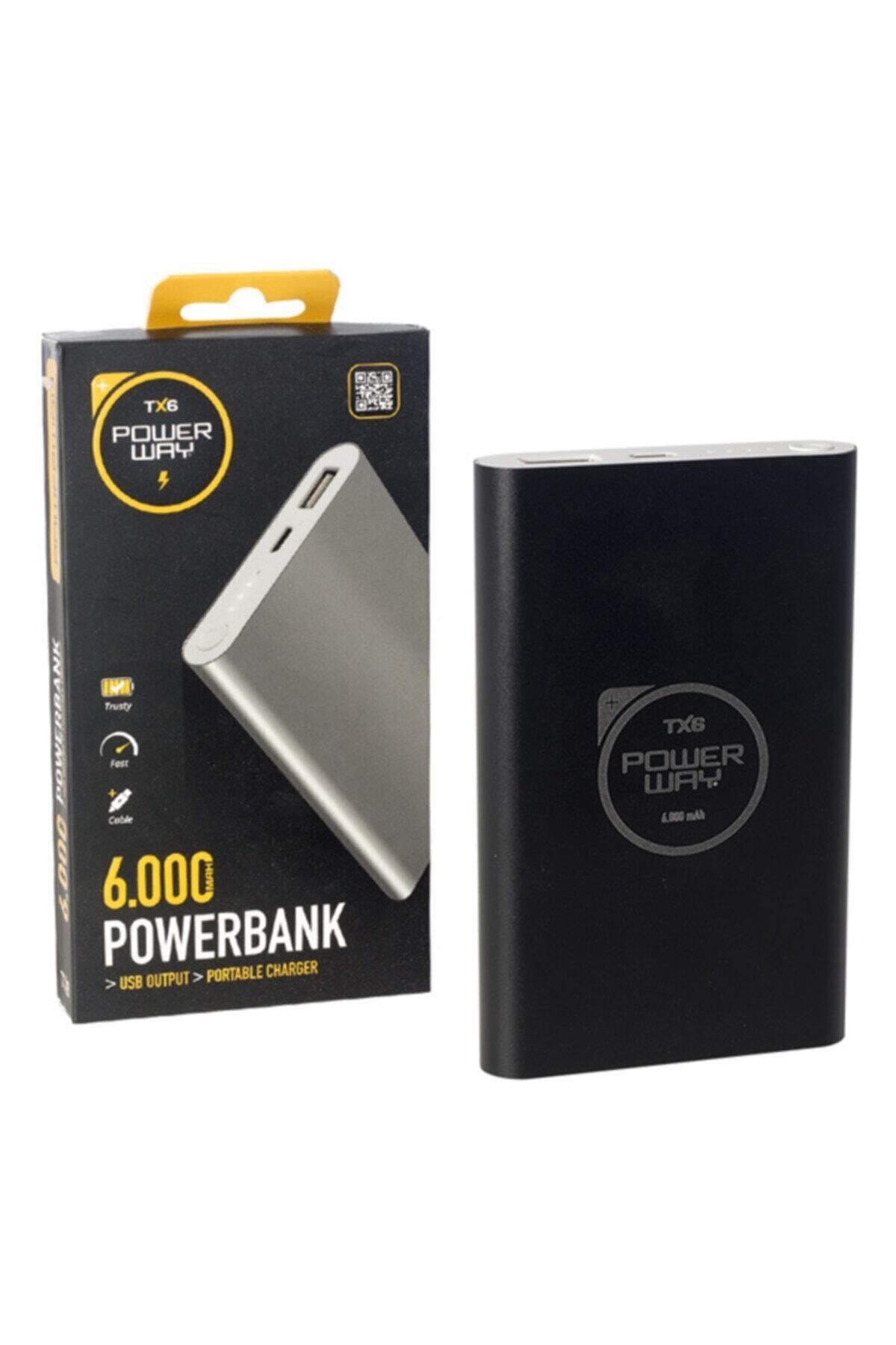 POWERWAY 6000 Mah Metal Kasa Powerbank Tx6