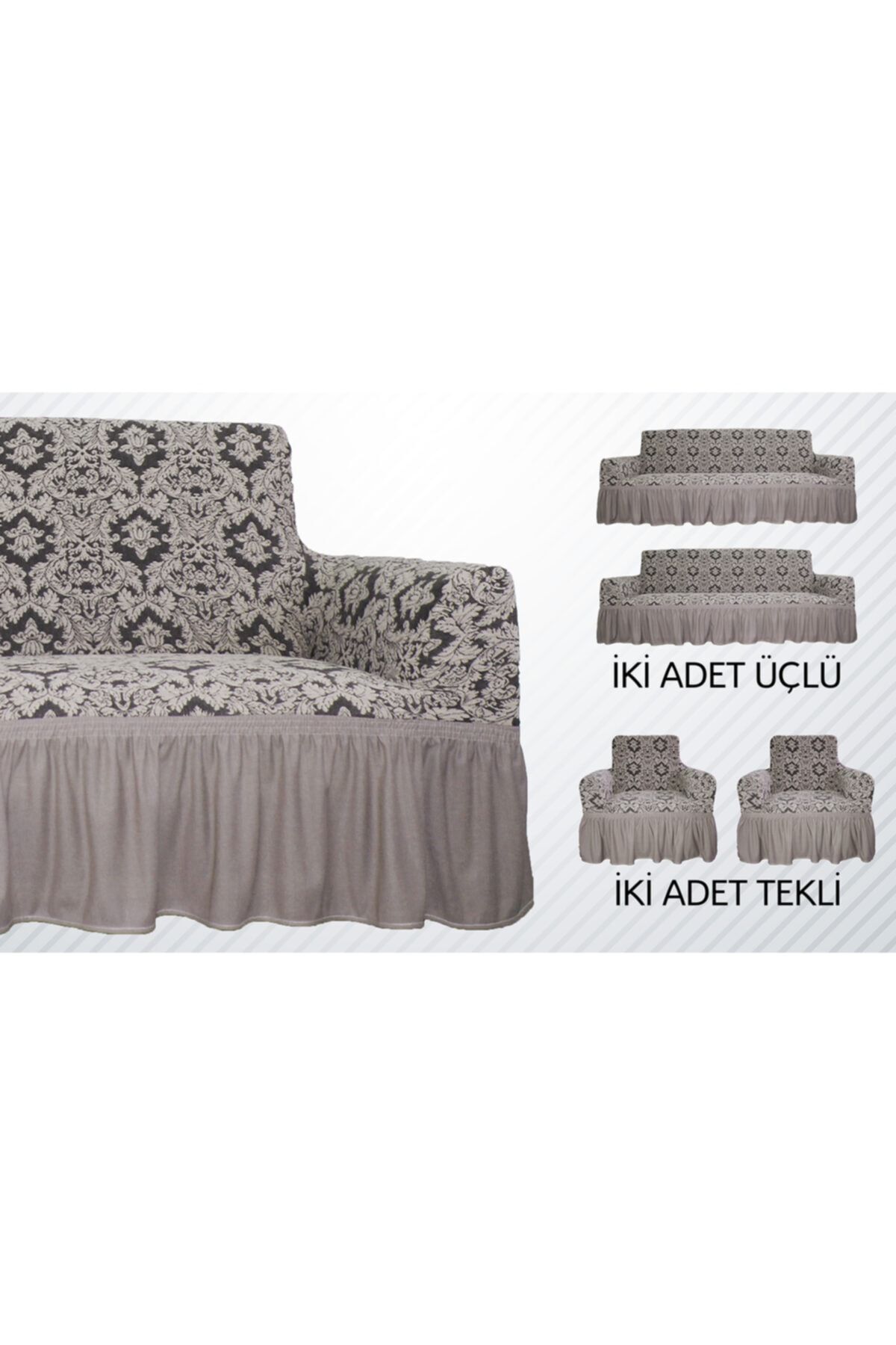 Altınkoza Jakarlı Damask Koltuk Örtüsü - Krem