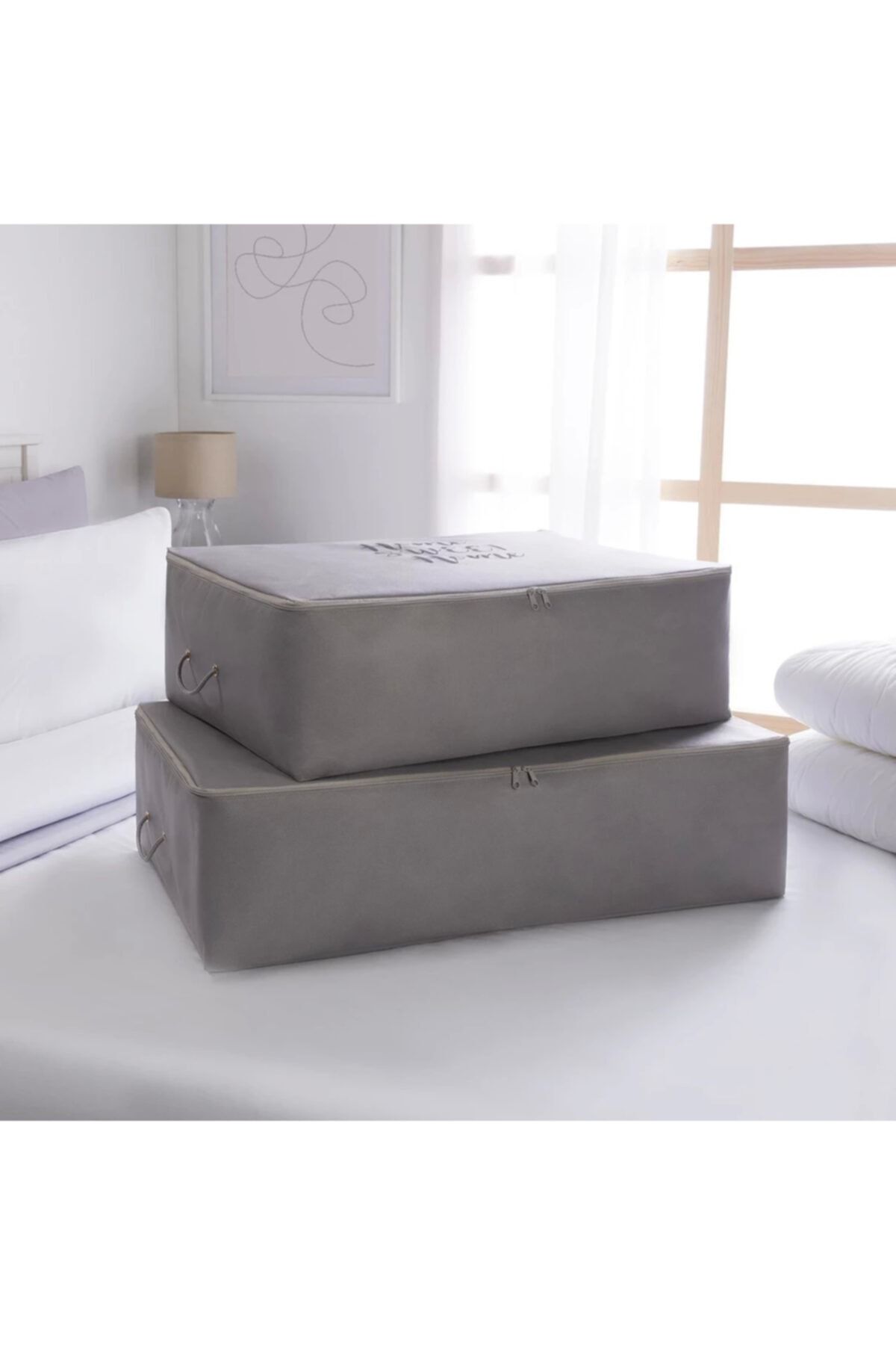 OCEAN HOME Orta Boy Taş Renk Çiçek Baskılı Hurç