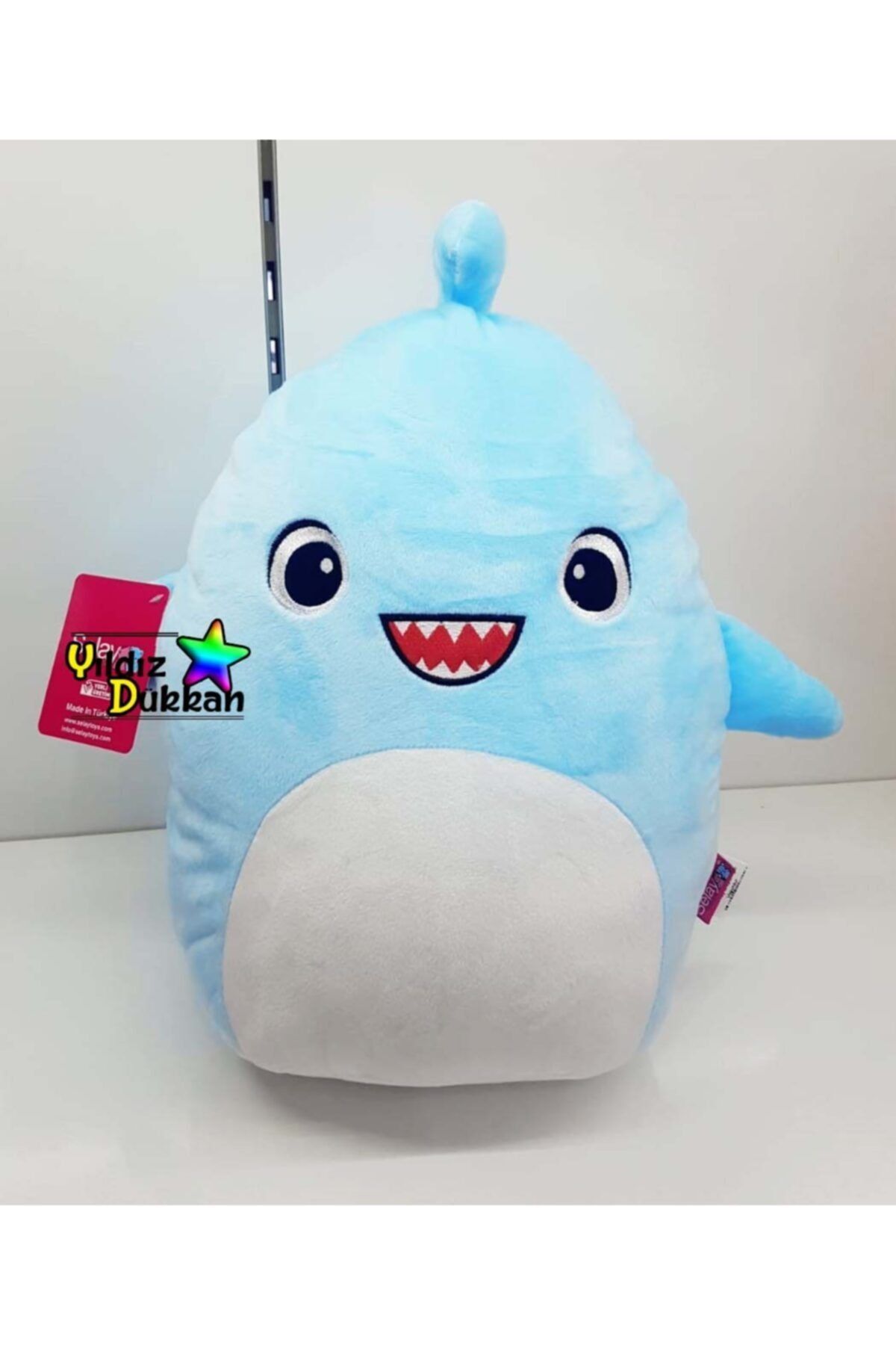 YıldızDükkan Oyuncak Peluş Köpek Balığı Balık Yastık 35 Cm Yerli Üretim Uyku Arkadaşı