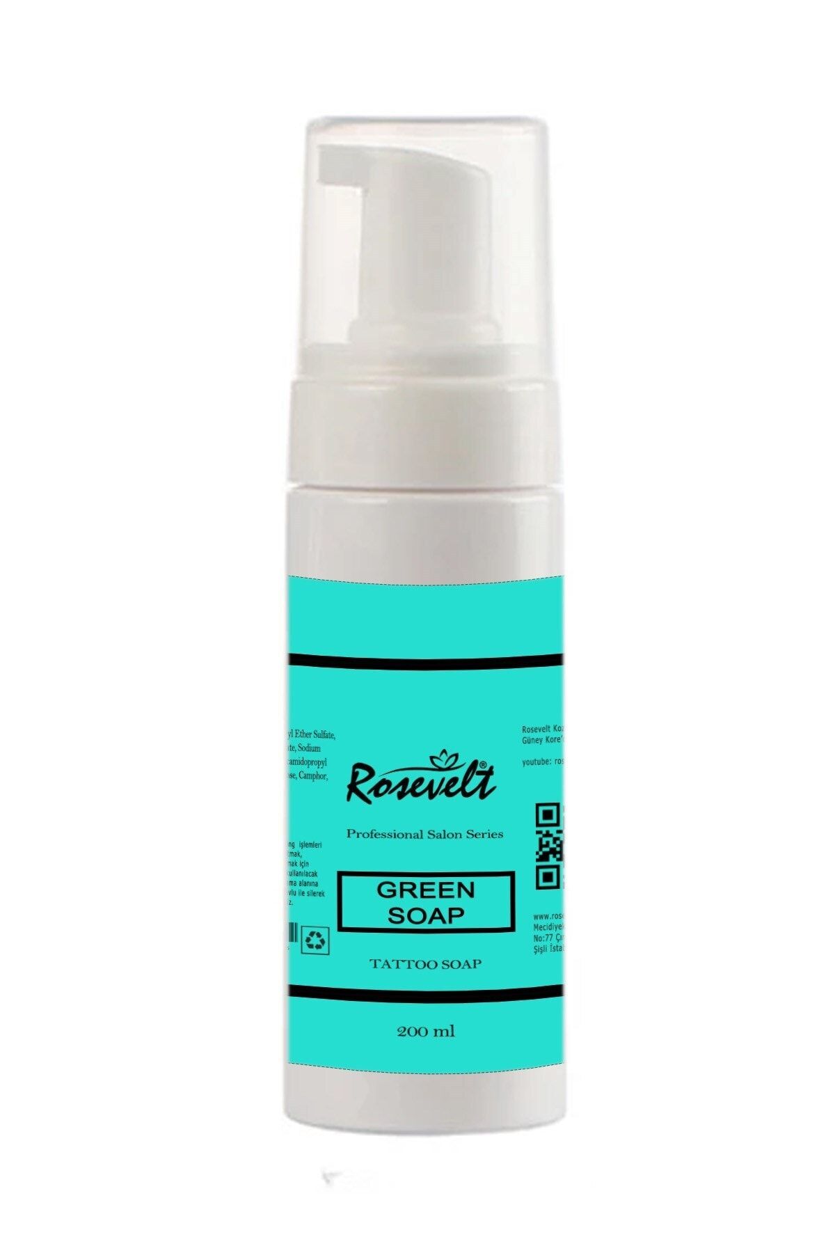 ROSEVELT Dövme Temizleme Yeşil Sabun Green Soap 200 Ml