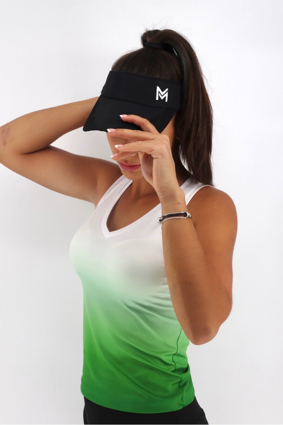 MYTEE TENNIS Kadın Spor V Yaka Degrade Renk Sırtı Hafif Oyuk Fitness