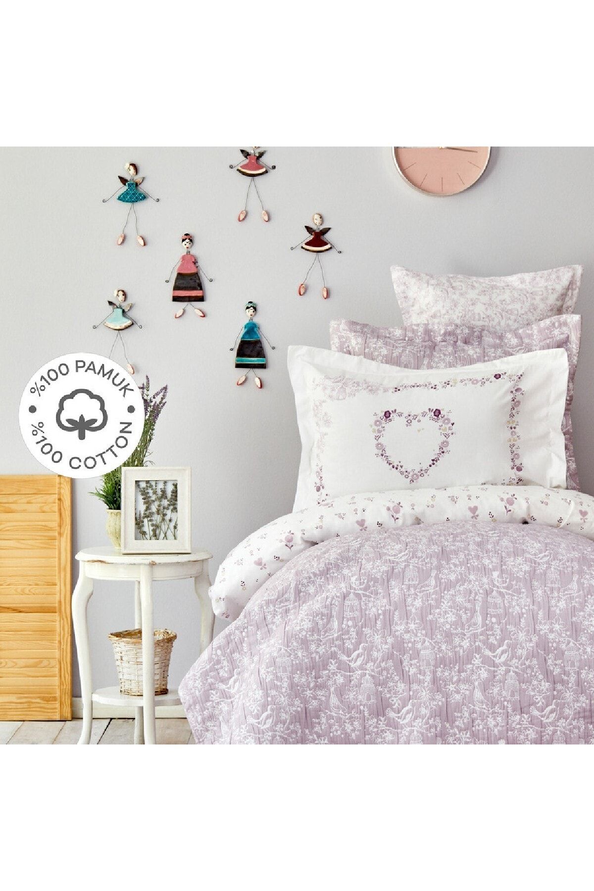 Karaca Home April Fuşya %100 Pamuk Çift Kişilik Nevresim Takımı