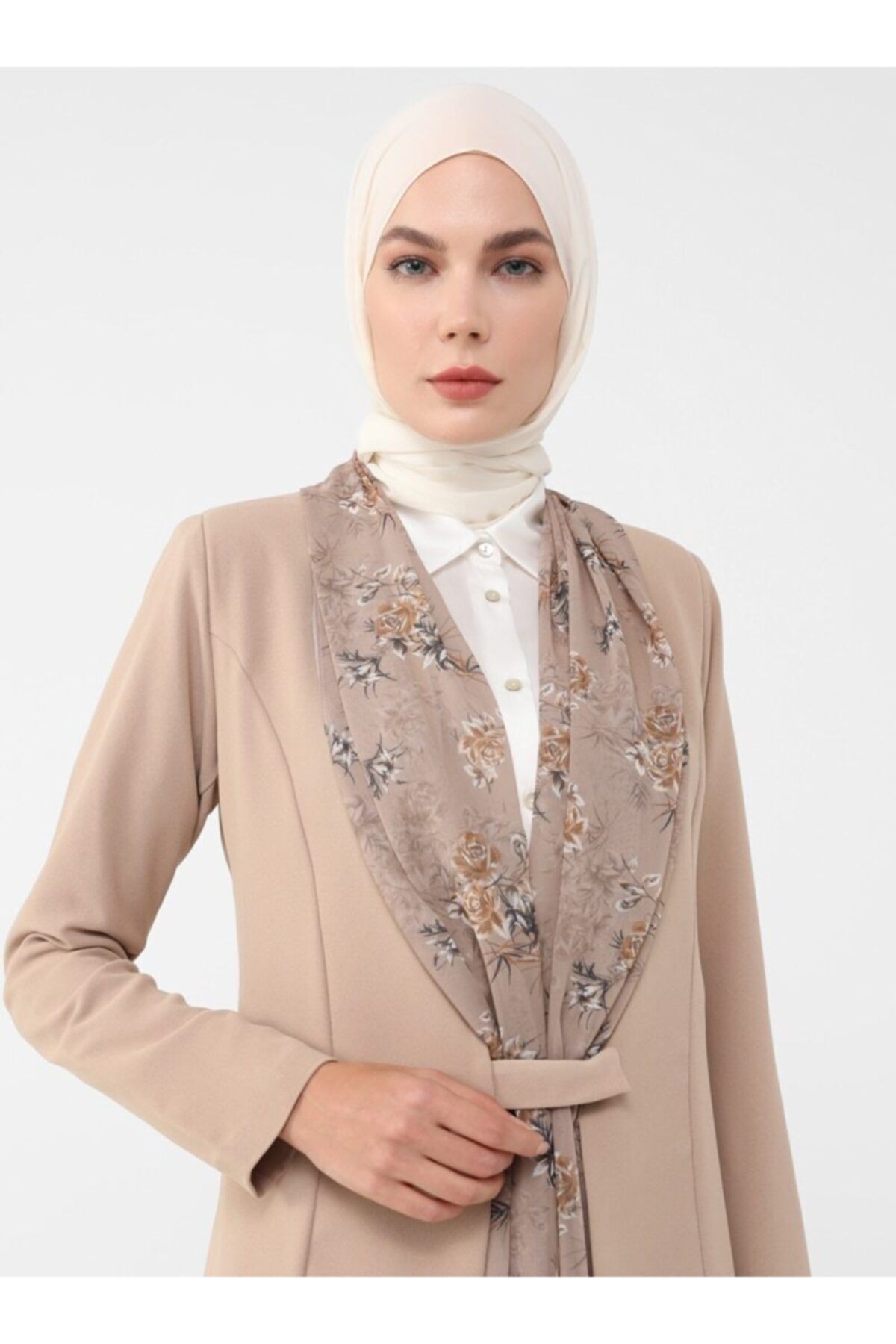 Refka Şifon Şal Yaka Detaylı Ceket - Bej - Woman
