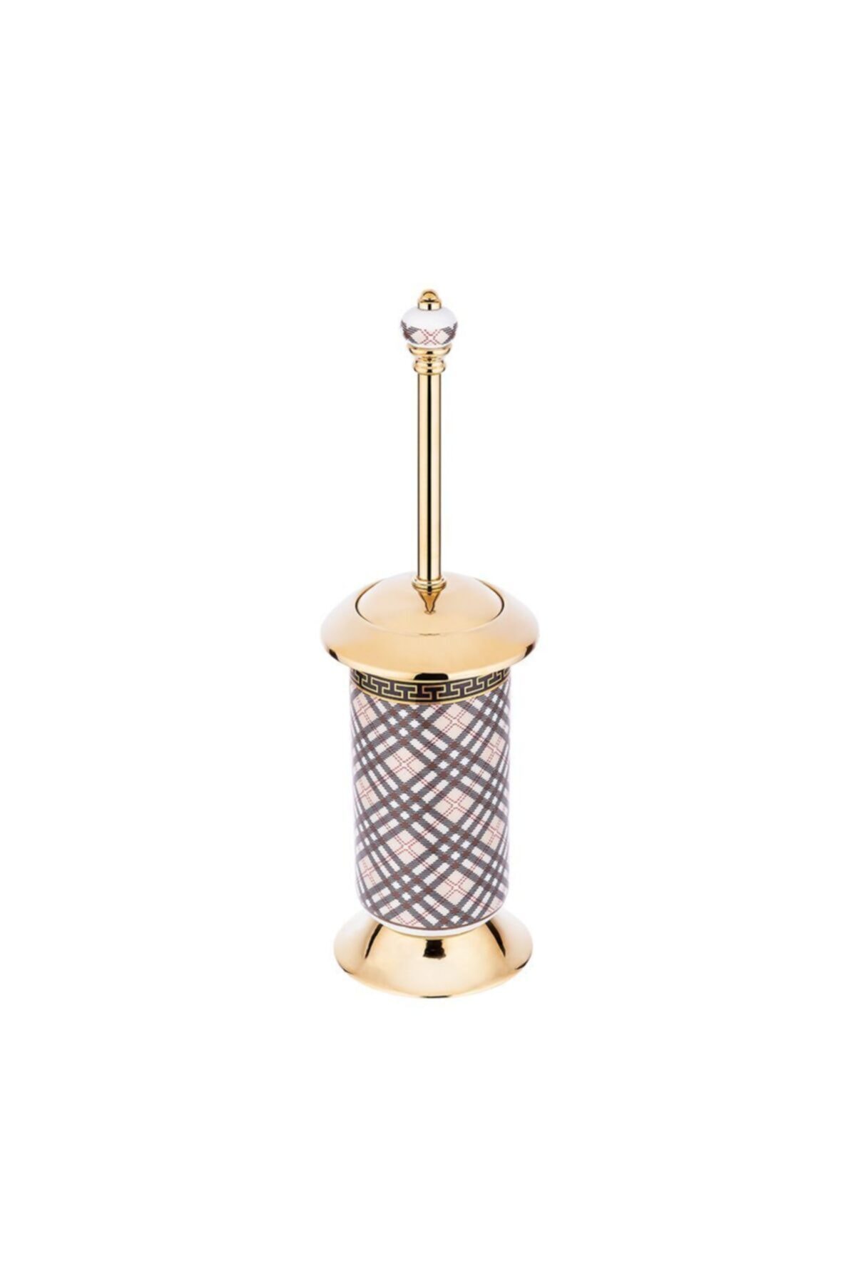 Pure Concept Geometrik Ekose / Pvd Gold Klozet Fırçası