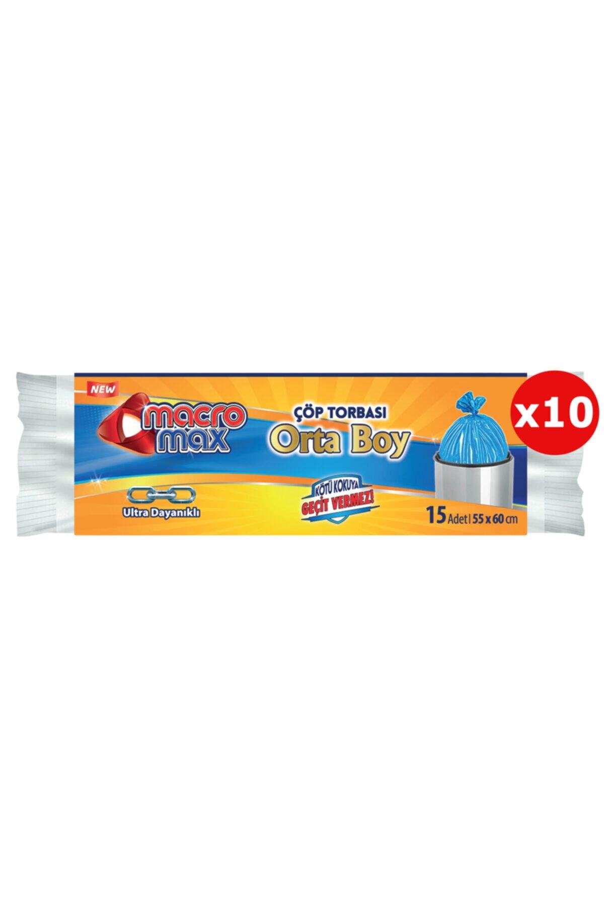 MACROMAX Extra Güçlü Çöp Poşeti Orta Boy - 15'li X 10 Paket