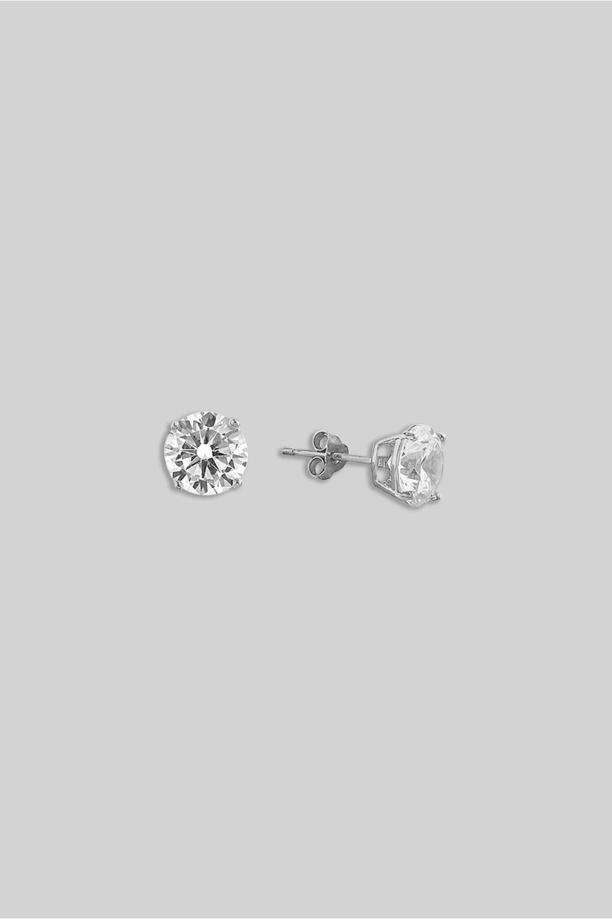So CHIC... Tektaş 5 Mm 18 Ayar Beyaz Altın Kaplama Gümüş Küpe