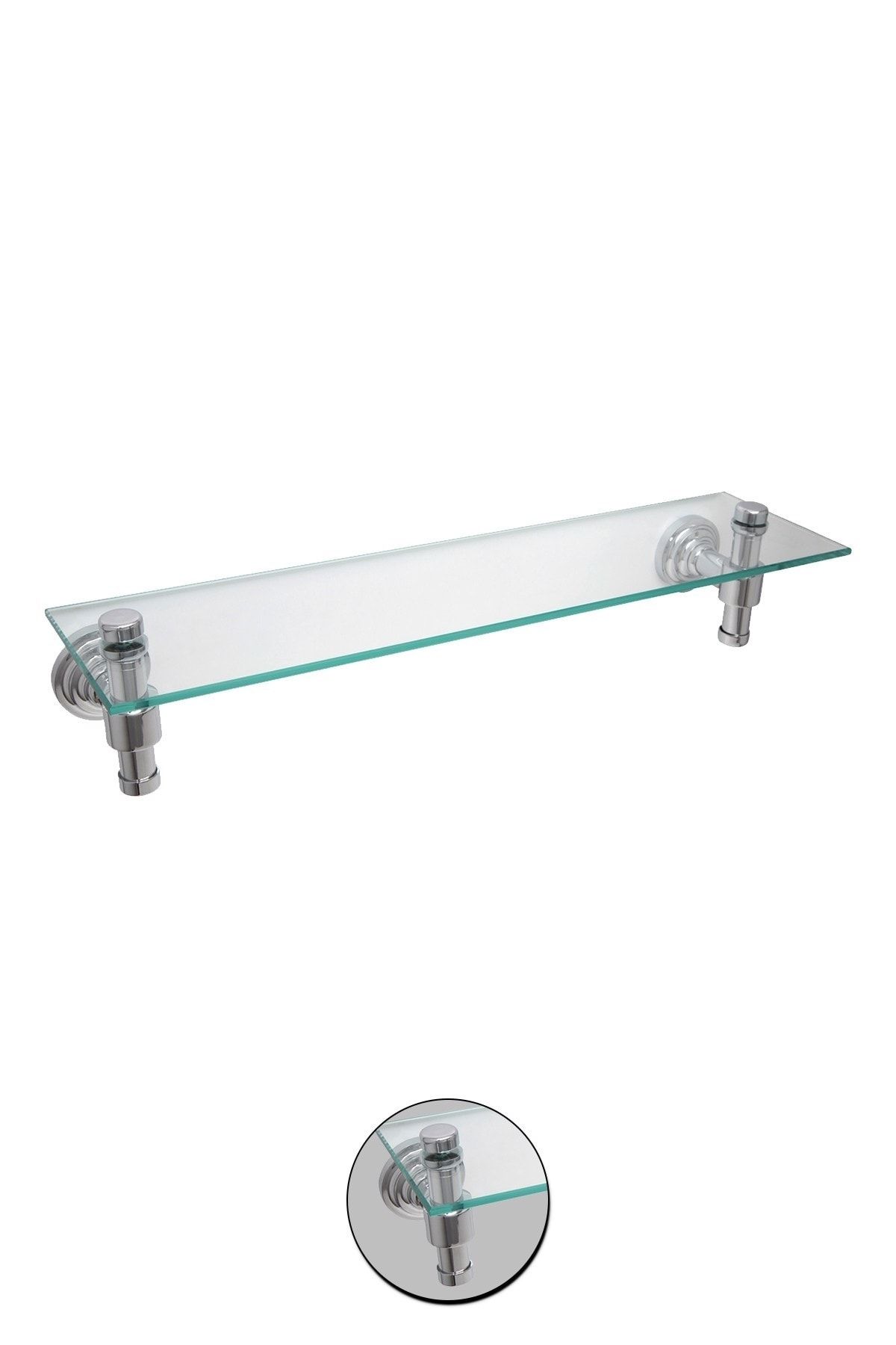 Milenay Straight Chrome Cam Etajer, Pirinç, 50cm, Krom Kaplama