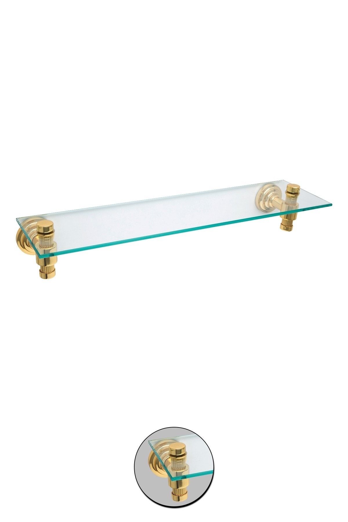 Milenay Line Gold Cam Etajer, 50cm, Pirinç, Pvd Kaplama