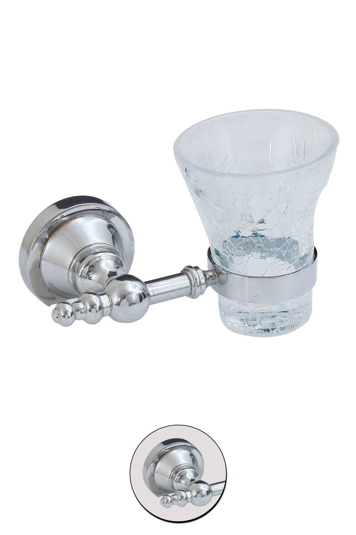 Milenay Ottoman Chrome Montajlı C Cam Diş Fırçalık, Pirinç, Krom Kaplama