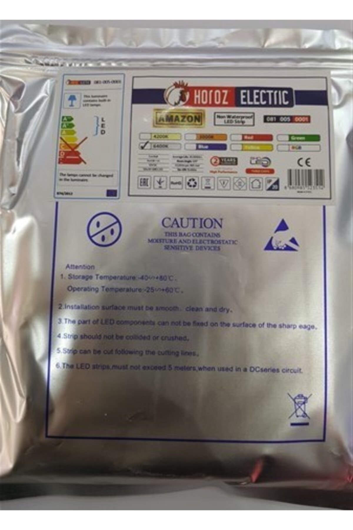 Horoz Üç(3) Çip 60 Led Iç Mekan Şerit Led 5 Metre Beyaz