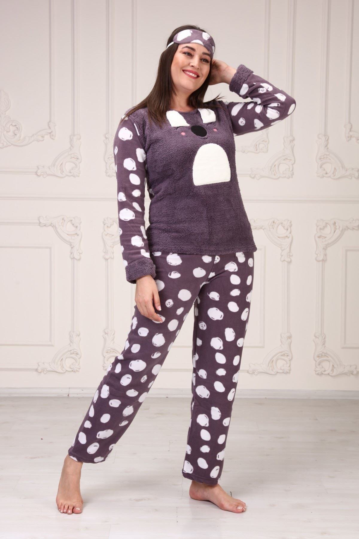 Consuits Göz Bantlı Büyük Beden Polar Pijama Takım
