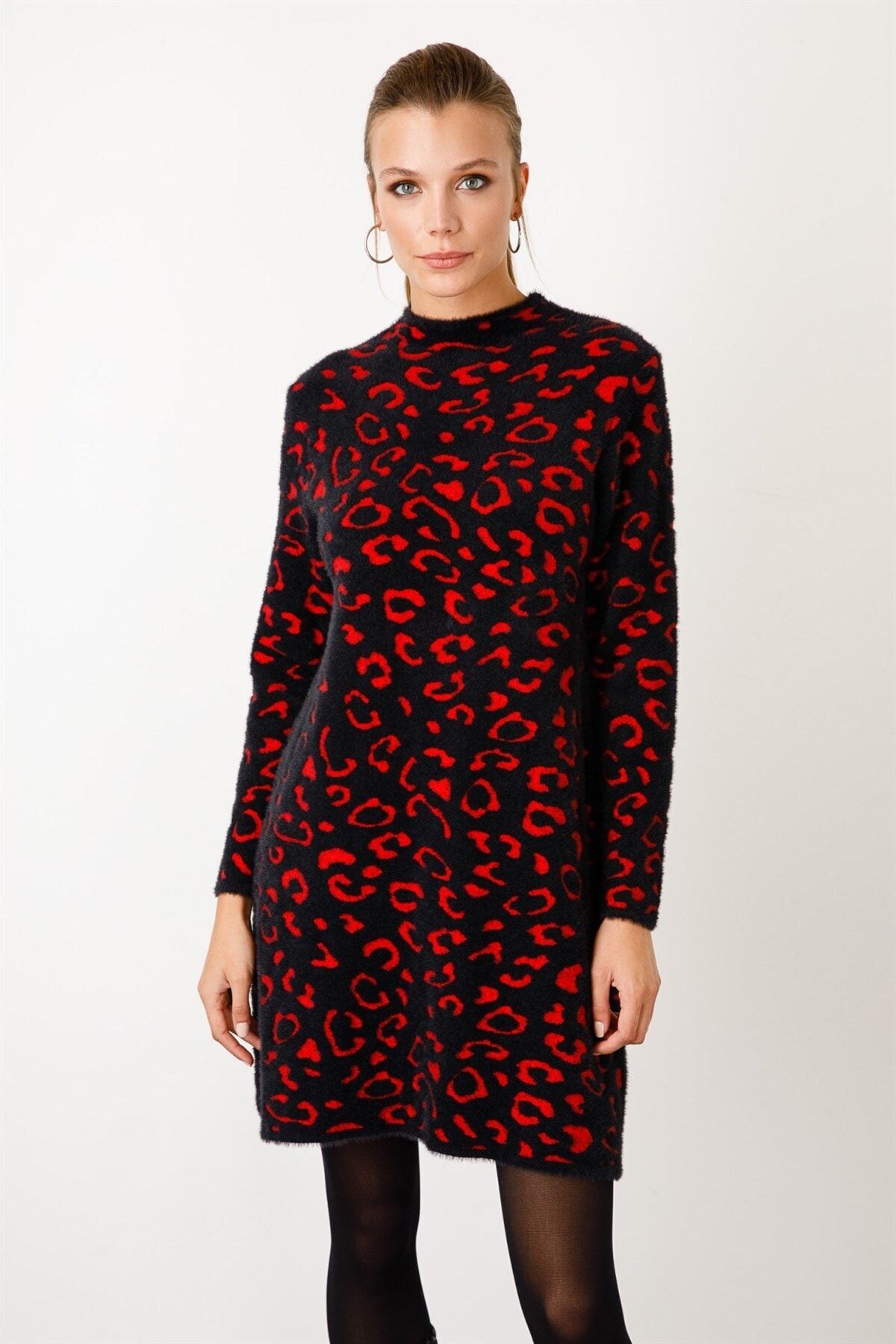 KATREGİYİM On Triko Leopar Desenli Triko Tunik