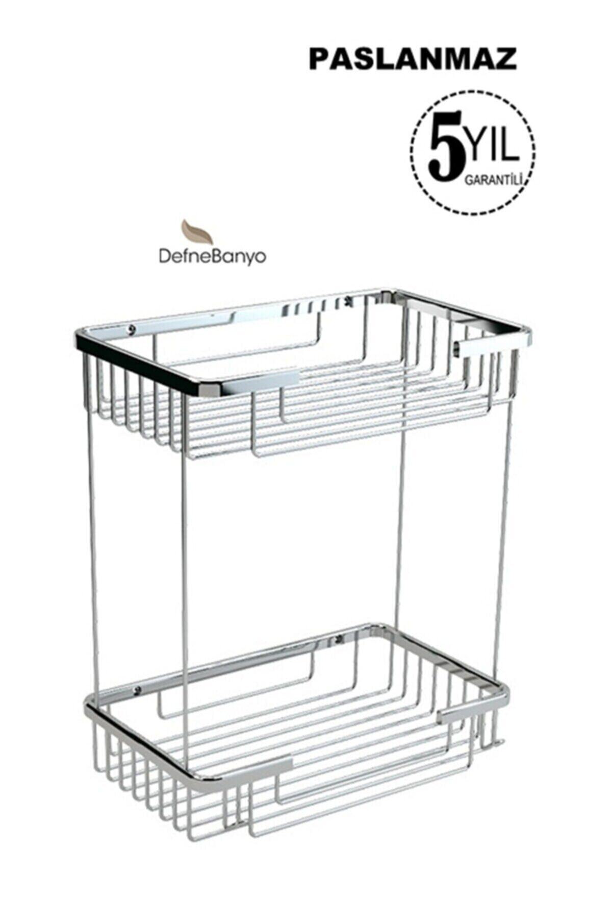 Defne Banyo Paslanmaz Pirinç Ikili Kare 15x25 Şampuanlık Süngerlik