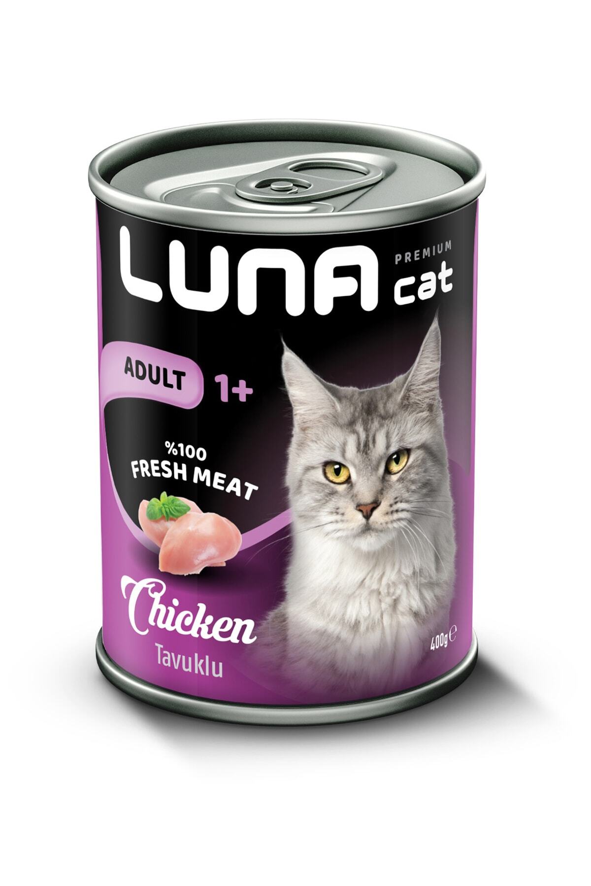 Luna Cat Tavuklu  Konserve Kedi Maması 12'li Premium Adult +1 Konserve Kedi Maması 400 Gr